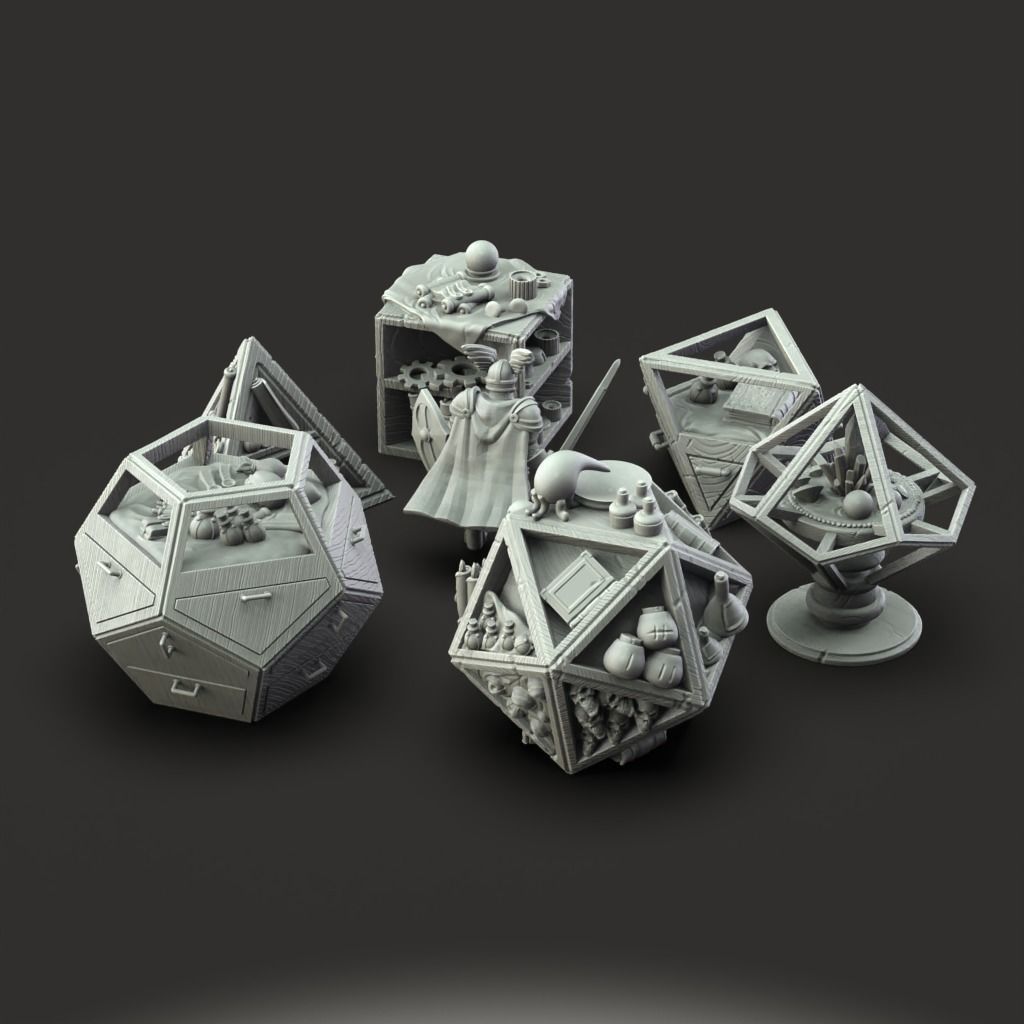 Desk and Dice Shelves - 3D Printable TTRPG - PRESUPPORTED - 32mm 3D print model_13