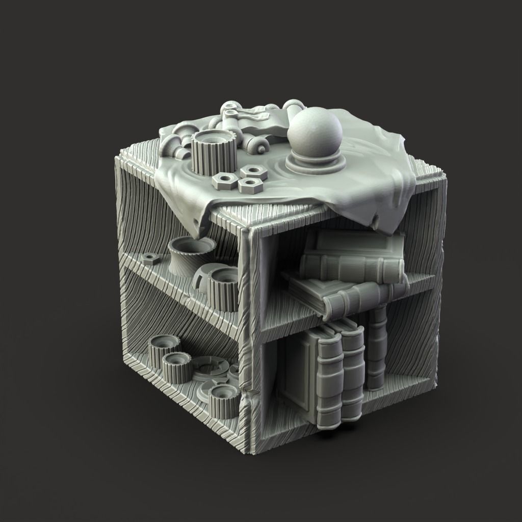 Desk and Dice Shelves - 3D Printable TTRPG - PRESUPPORTED - 32mm 3D print model_15