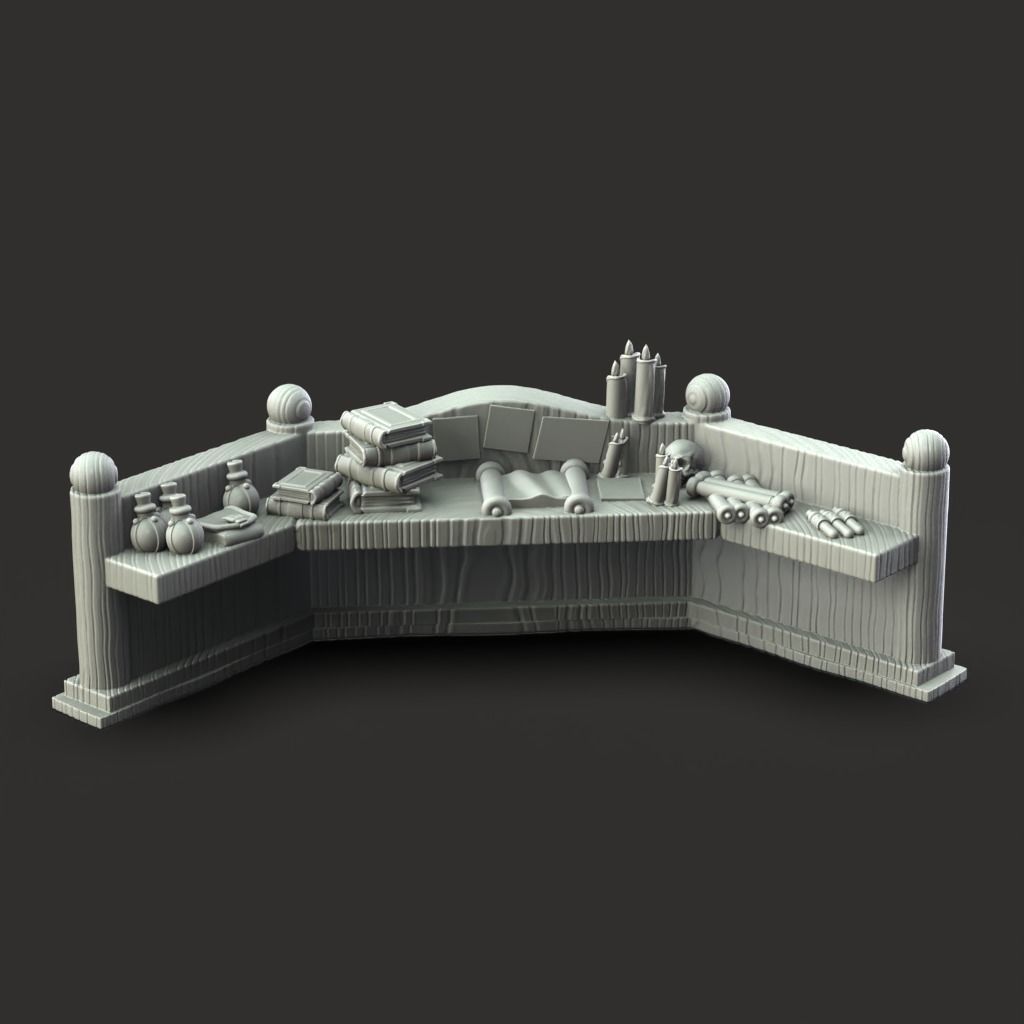 Desk and Dice Shelves - 3D Printable TTRPG - PRESUPPORTED - 32mm 3D print model_11