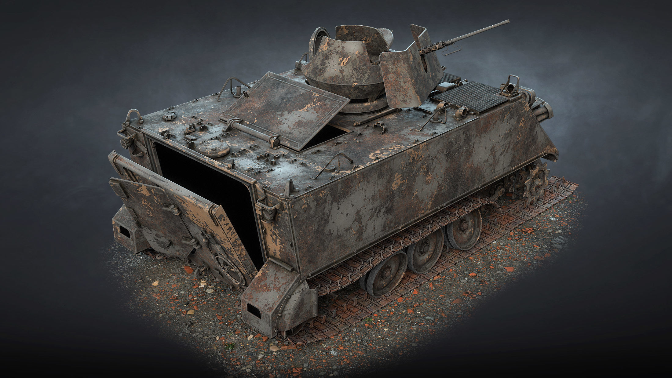 M113 APC Destroyed Game Ready Low-poly 3D model_2