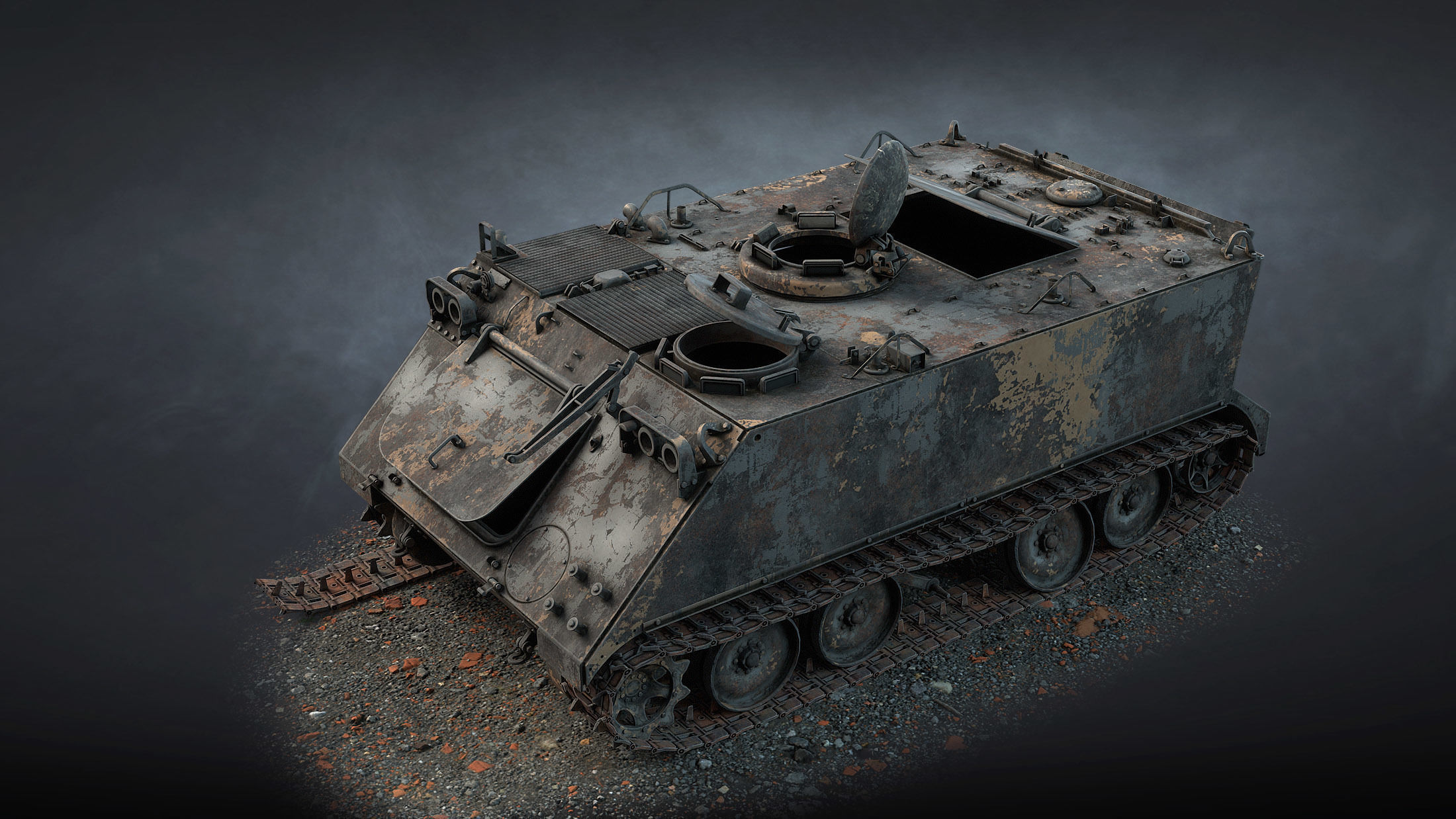 M113 APC Destroyed Game Ready Low-poly 3D model_5