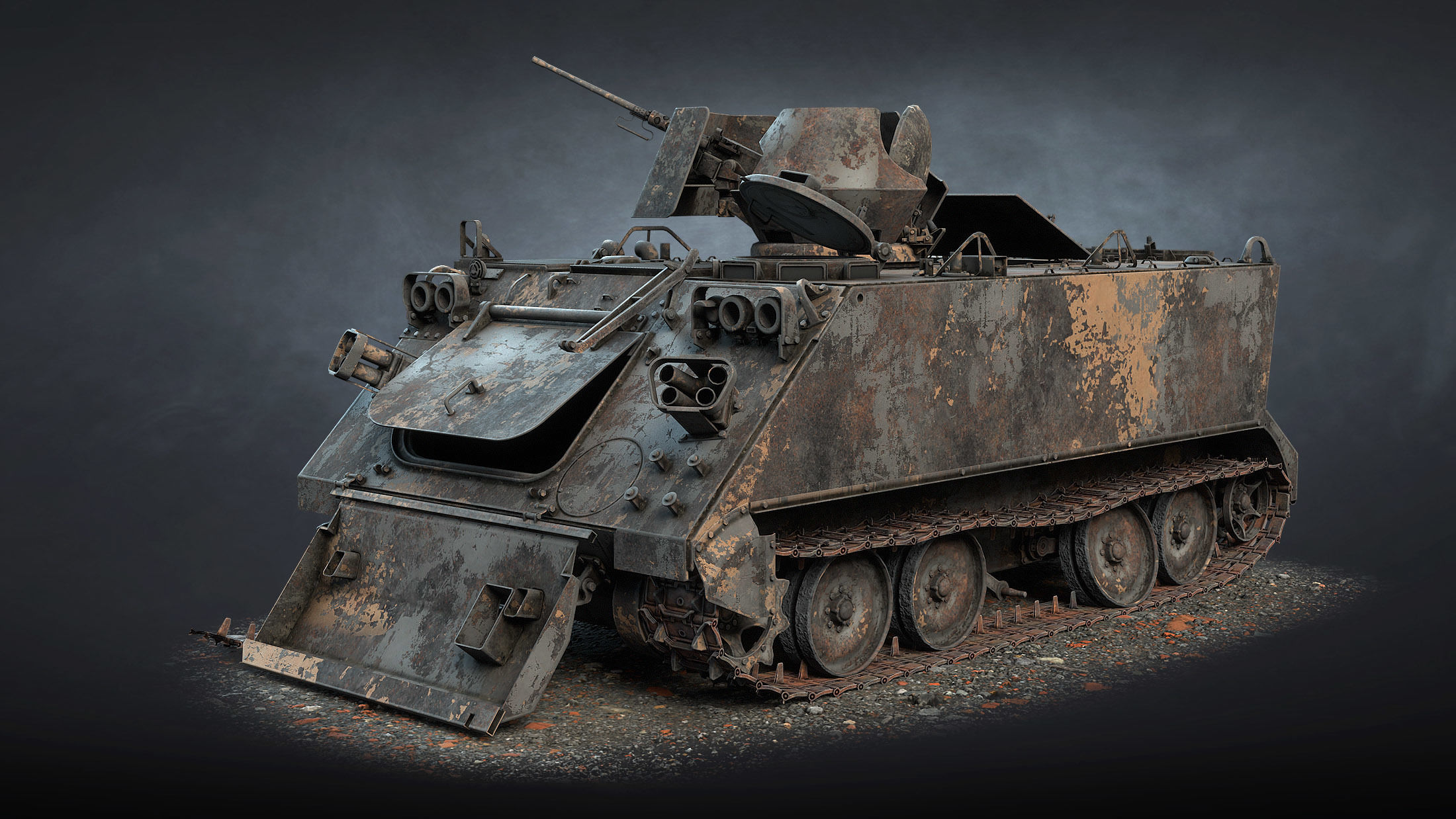 M113 APC Destroyed Game Ready Low-poly 3D model_0