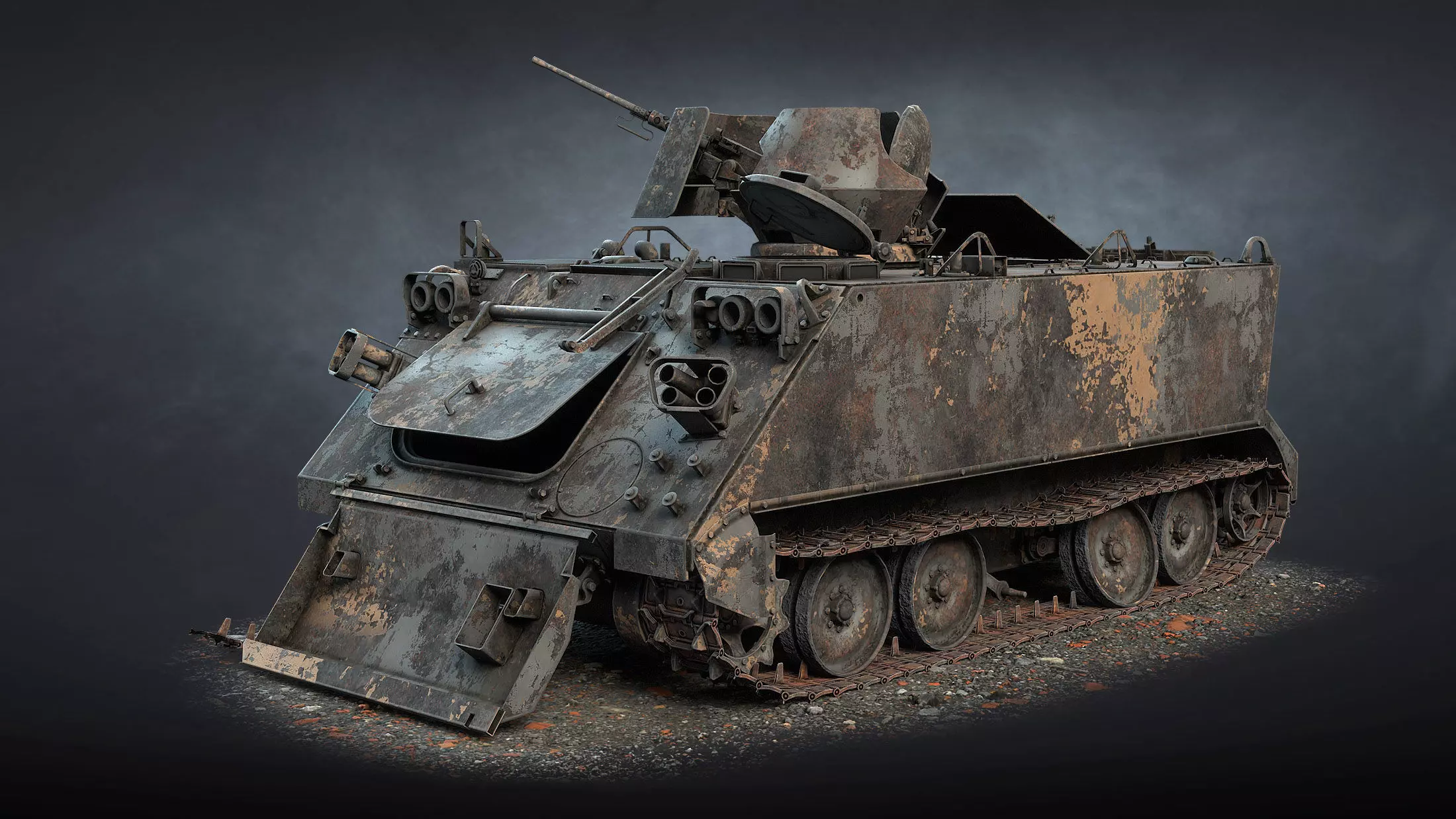 M113 APC Destroyed Game Ready Low-poly 3D model_0