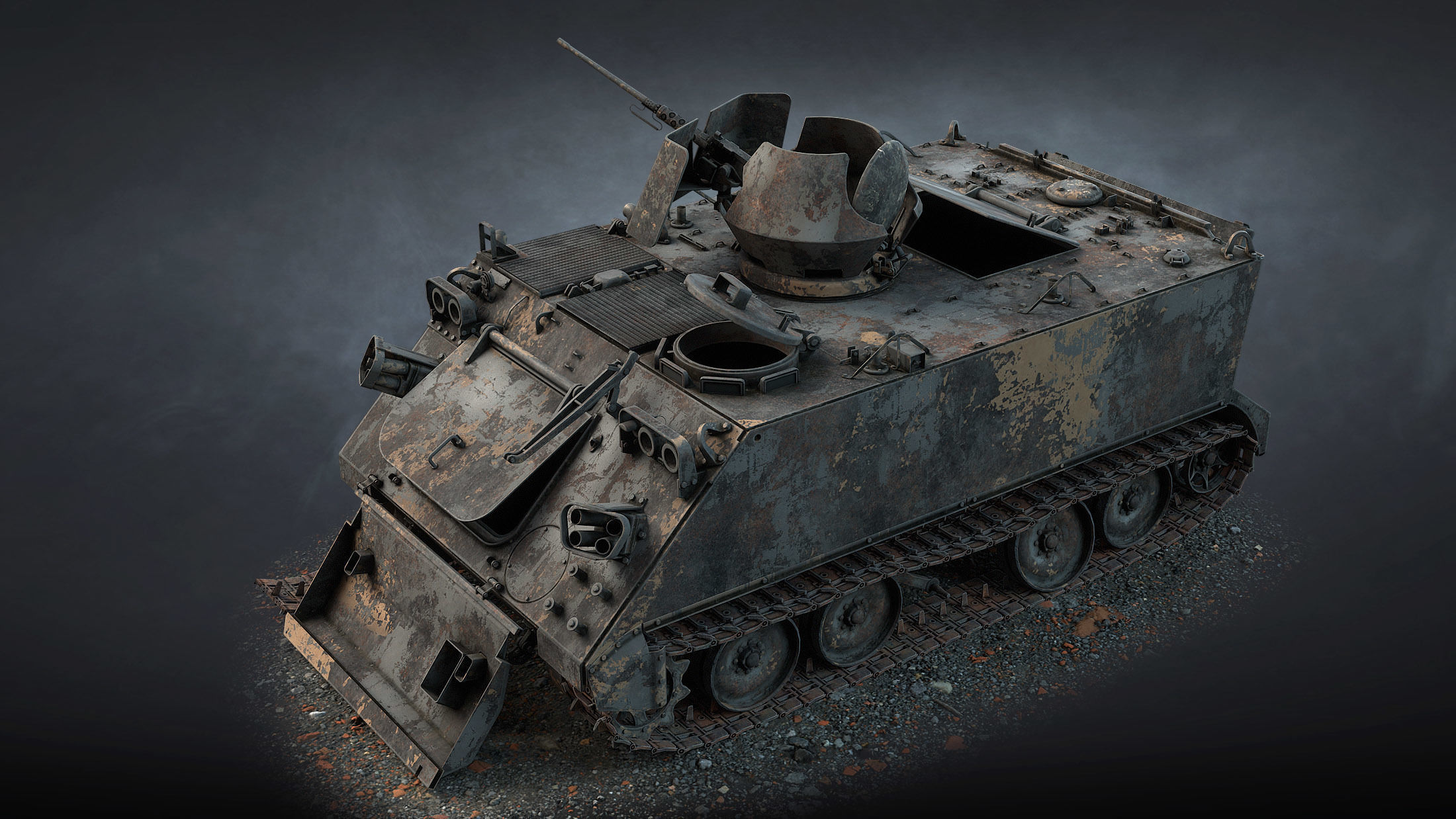 M113 APC Destroyed Game Ready Low-poly 3D model_4