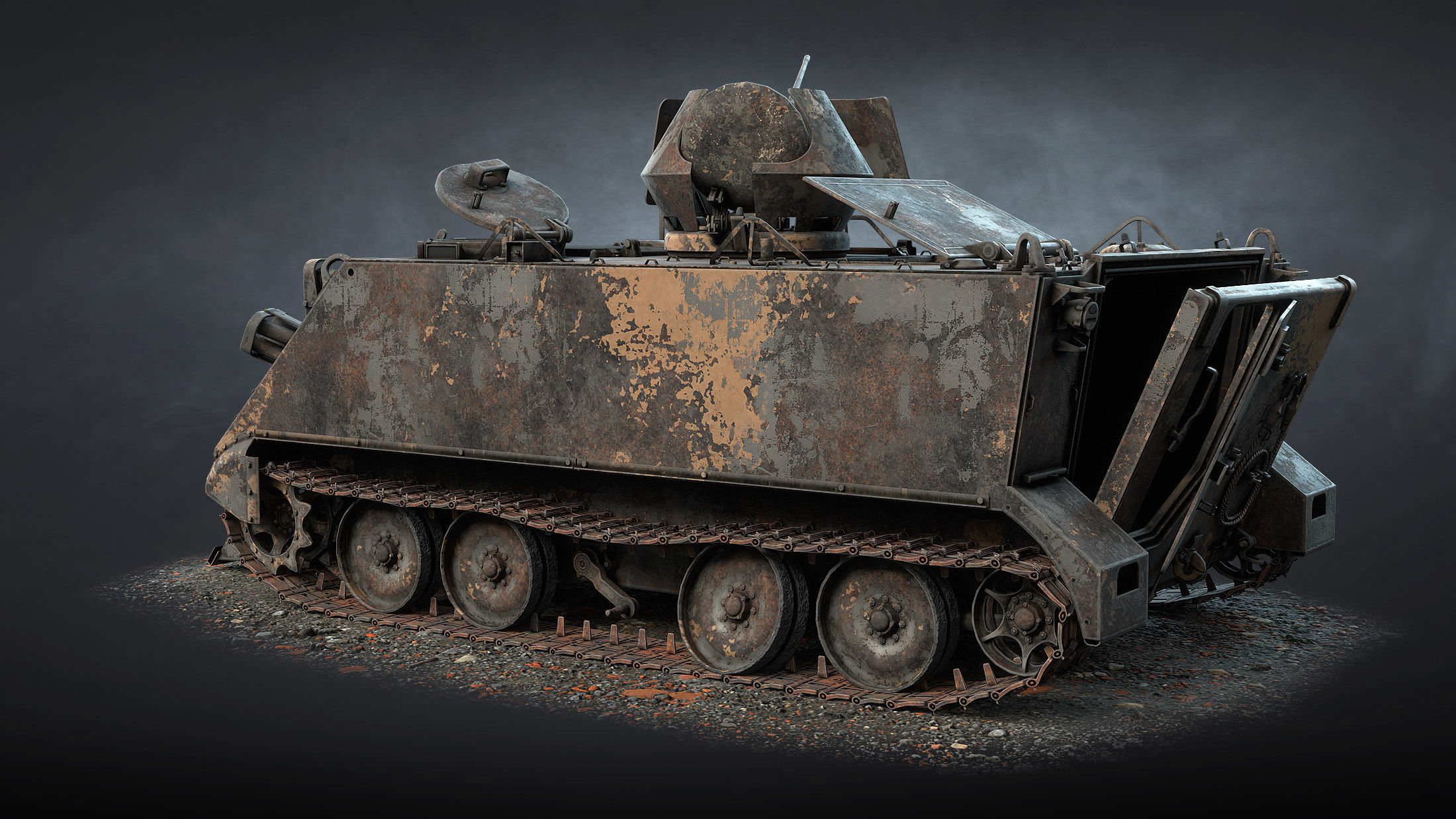 M113 APC Destroyed Game Ready Low-poly 3D model_1