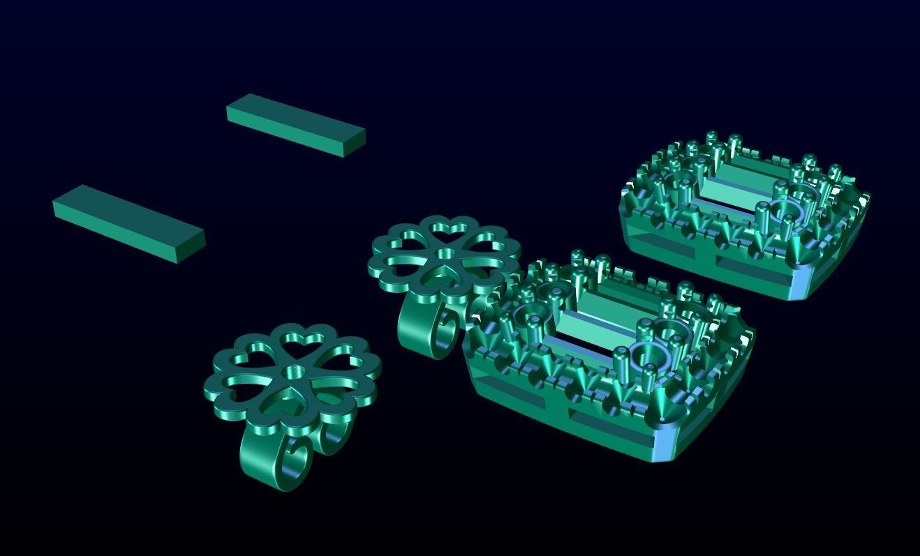 Baguette Halo Stud Earring 3D print model_7