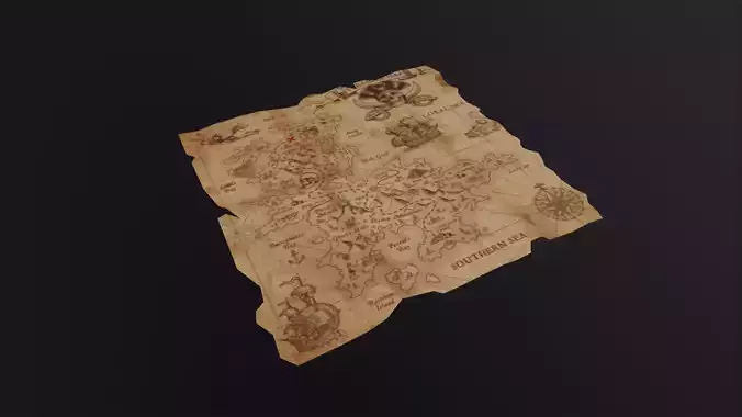 Folding Treasure Map 3D Model