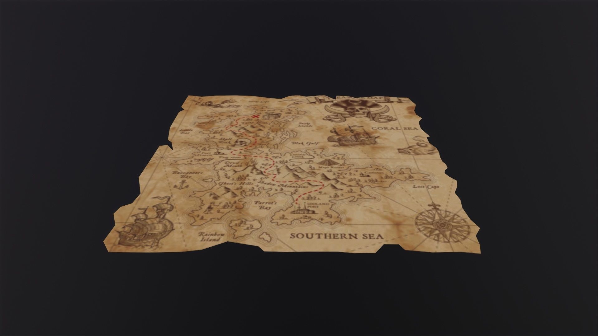 Folding Treasure Map 3D Model Low-poly 3D model_6