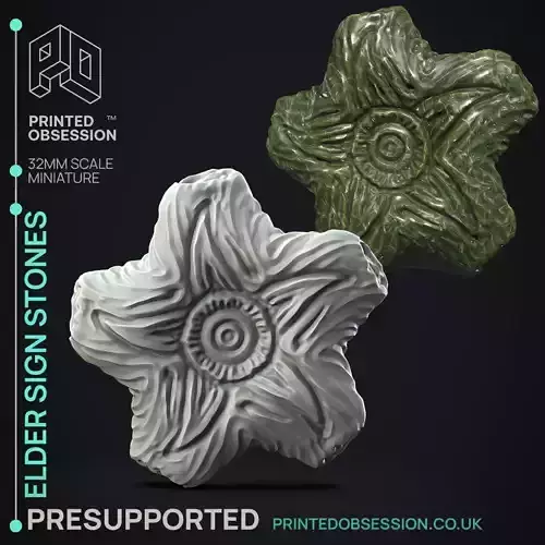 Elder Sign Stone- 3D Printable TTRPG - PRESUPPORTED - 32mm Scale