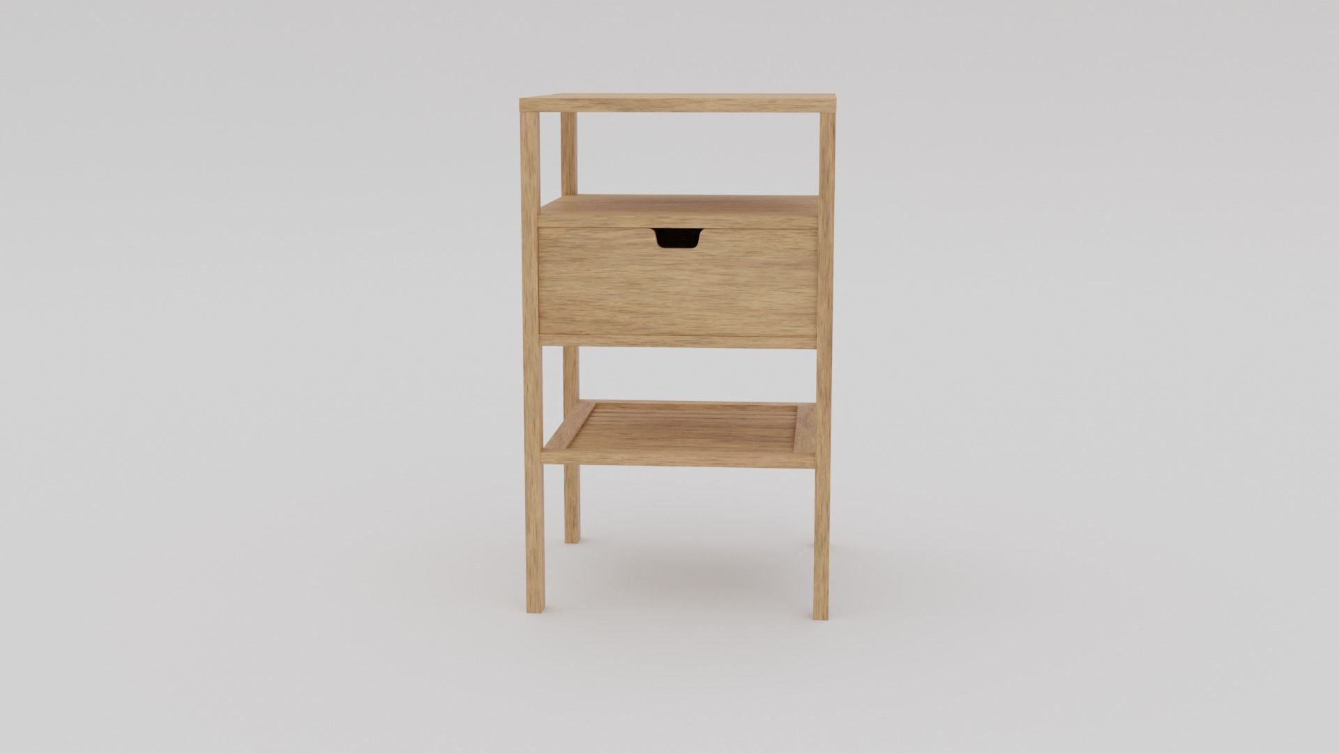 LowPoly Wooden Nightstand GameReady Furniture Asset Low-poly 3D model_2