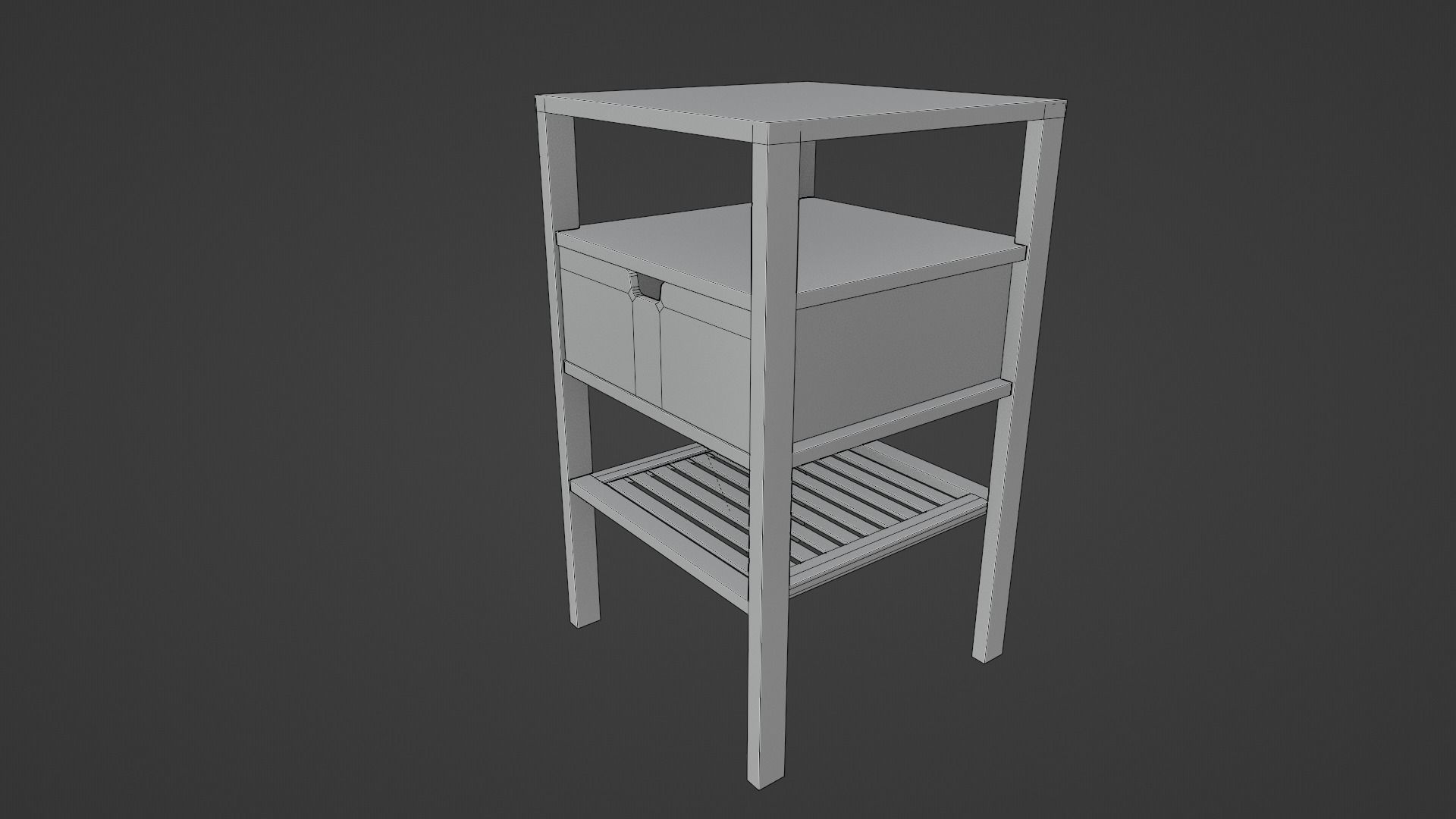 LowPoly Wooden Nightstand GameReady Furniture Asset Low-poly 3D model_7