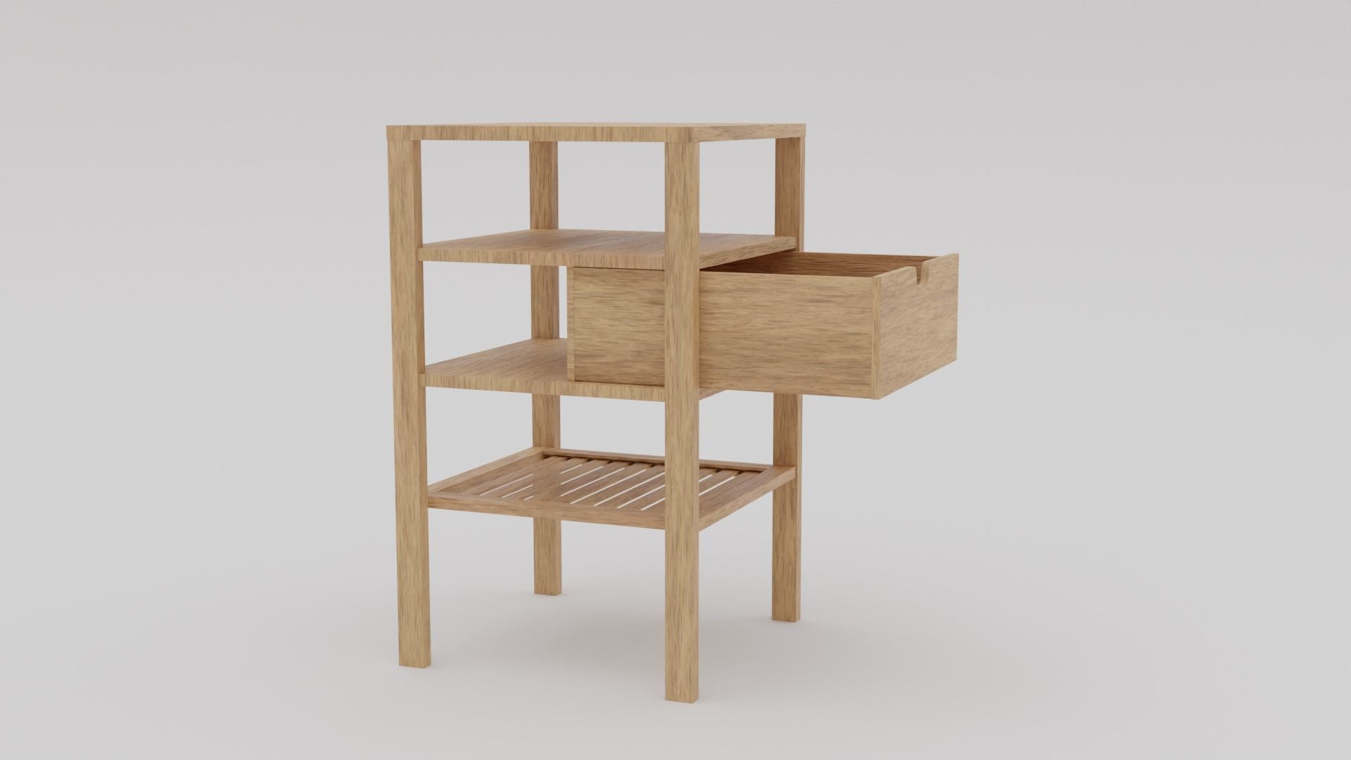 LowPoly Wooden Nightstand GameReady Furniture Asset Low-poly 3D model_1