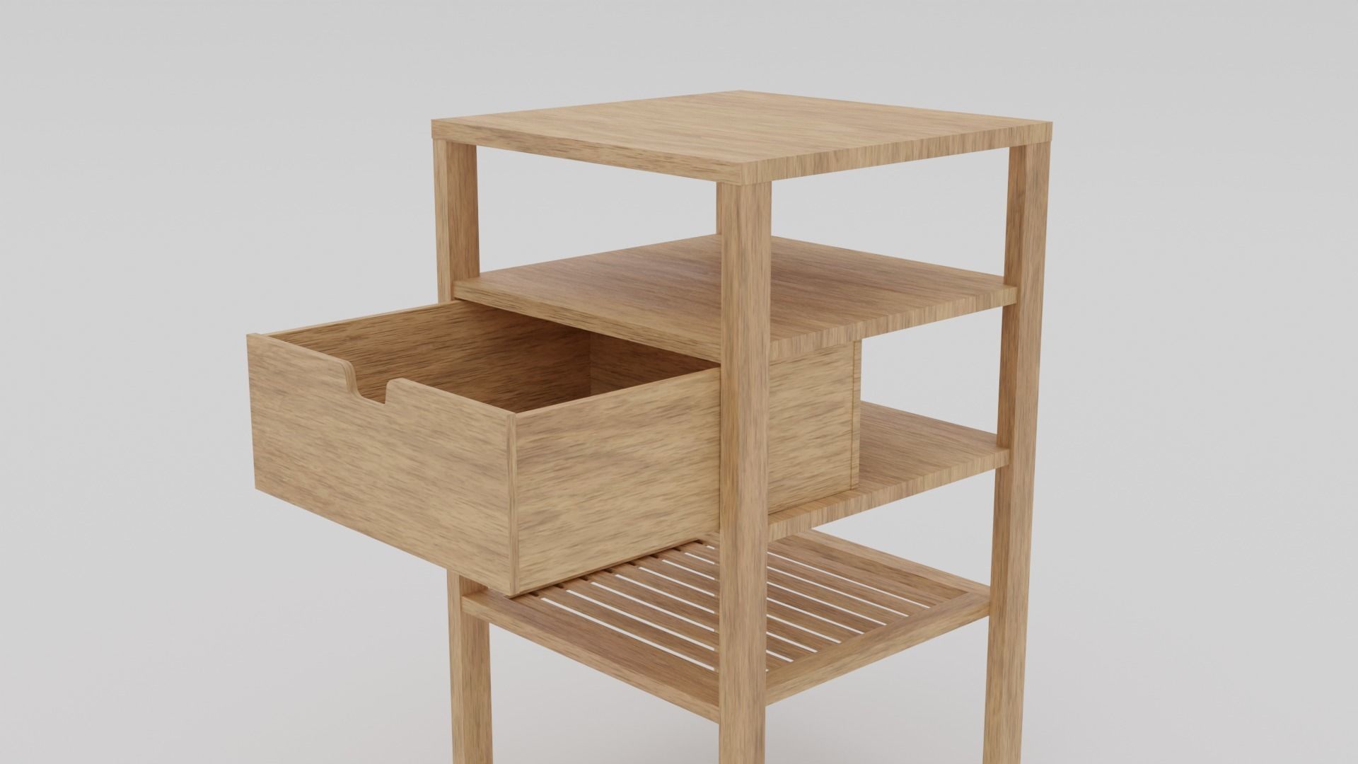 LowPoly Wooden Nightstand GameReady Furniture Asset Low-poly 3D model_4