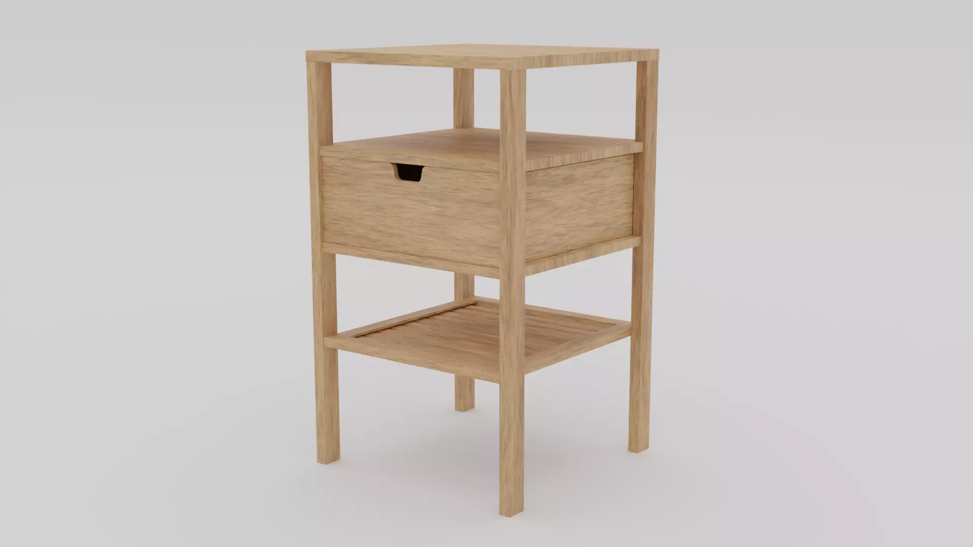 LowPoly Wooden Nightstand GameReady Furniture Asset Low-poly 3D model_0