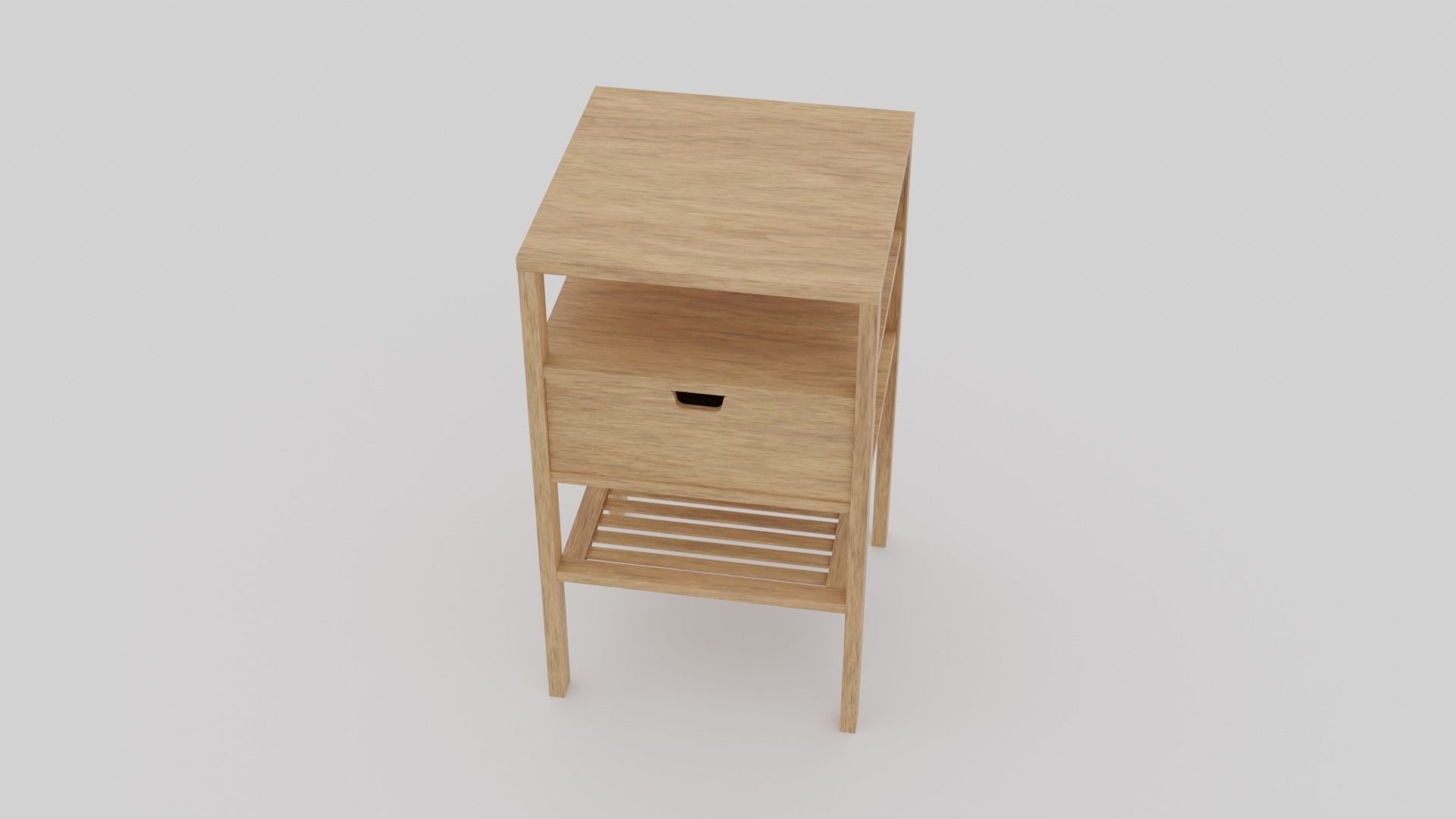 LowPoly Wooden Nightstand GameReady Furniture Asset Low-poly 3D model_5