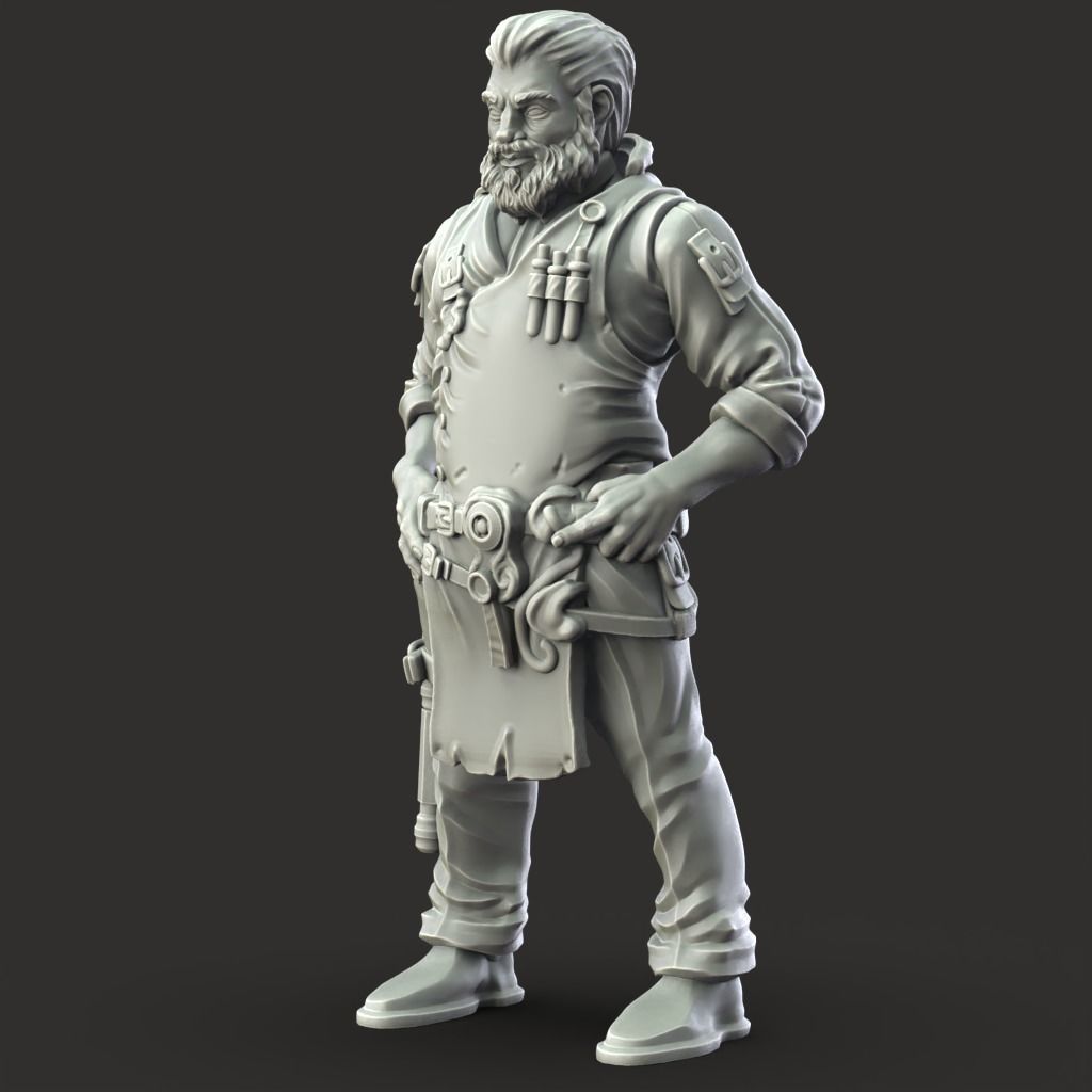 Shop Keeper - 3D Printable TTRPG - PRESUPPORTED - 32mm Scale 3D print model_7