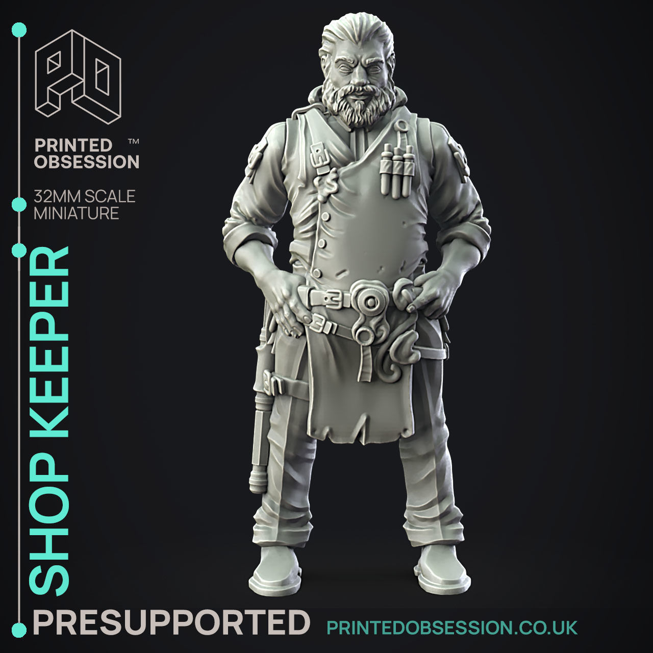 Shop Keeper - 3D Printable TTRPG - PRESUPPORTED - 32mm Scale 3D print model_1