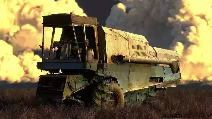 Detailed old harvester