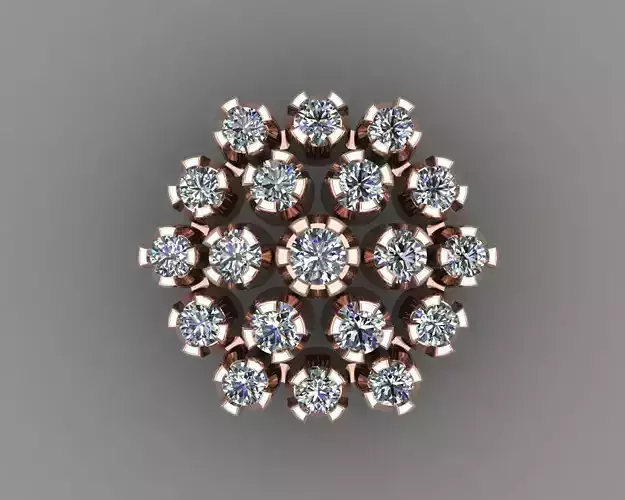 Rose Gold Diamond Women Earring 3D print Model