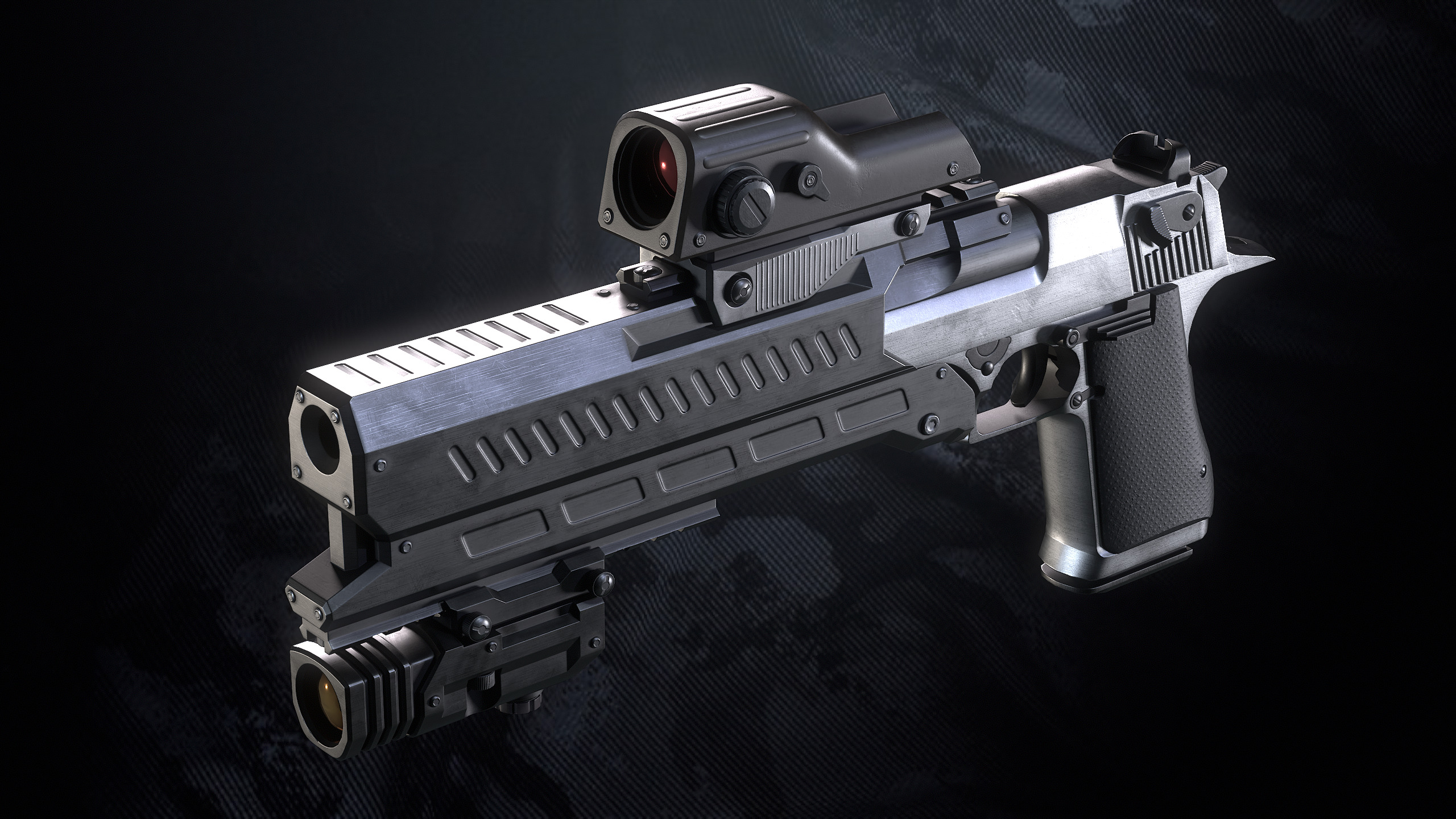 GDE50C Pistol With Hands and Weapon Case Low-poly 3D model_15