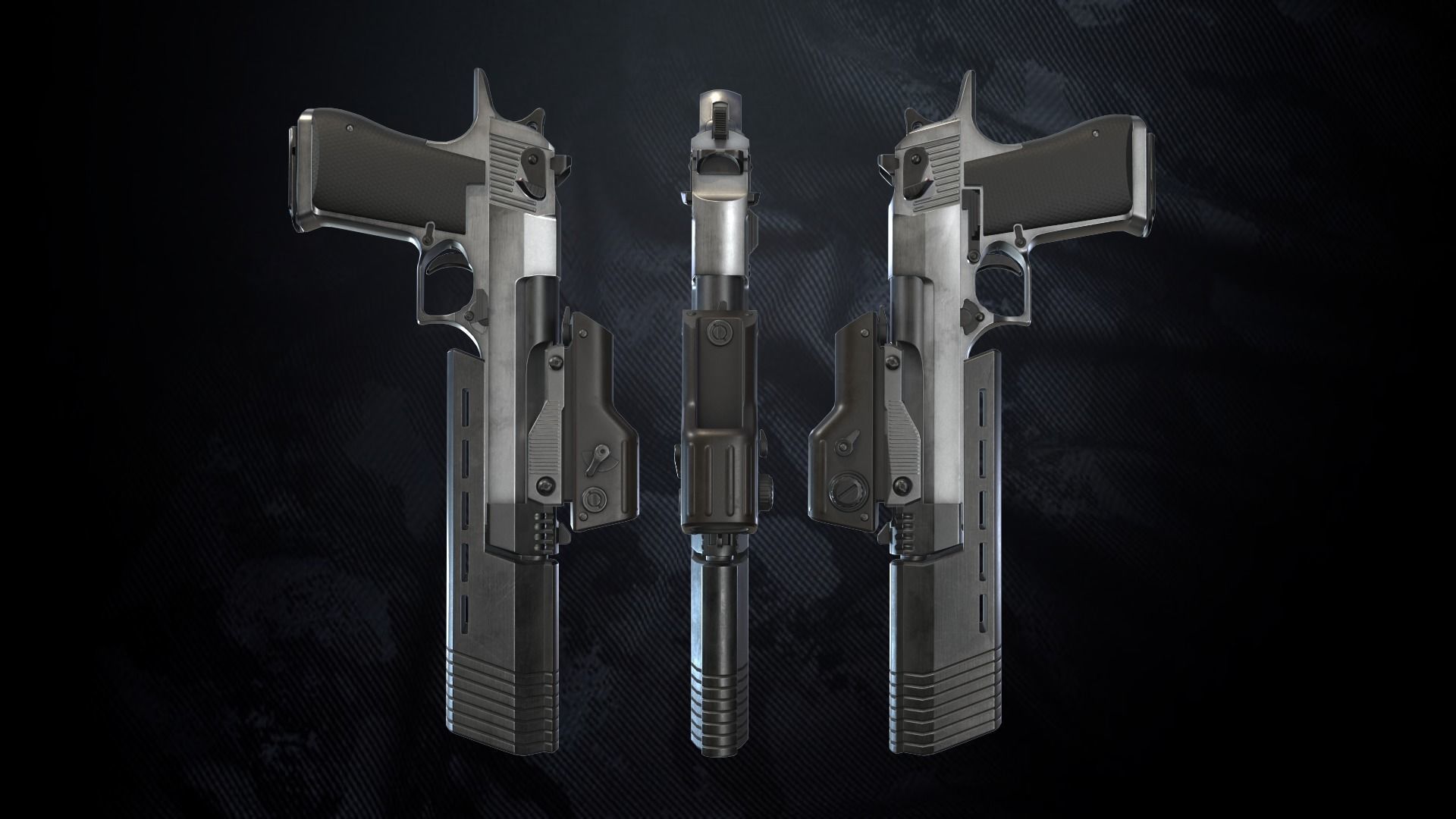 GDE50C Pistol With Hands and Weapon Case Low-poly 3D model_4