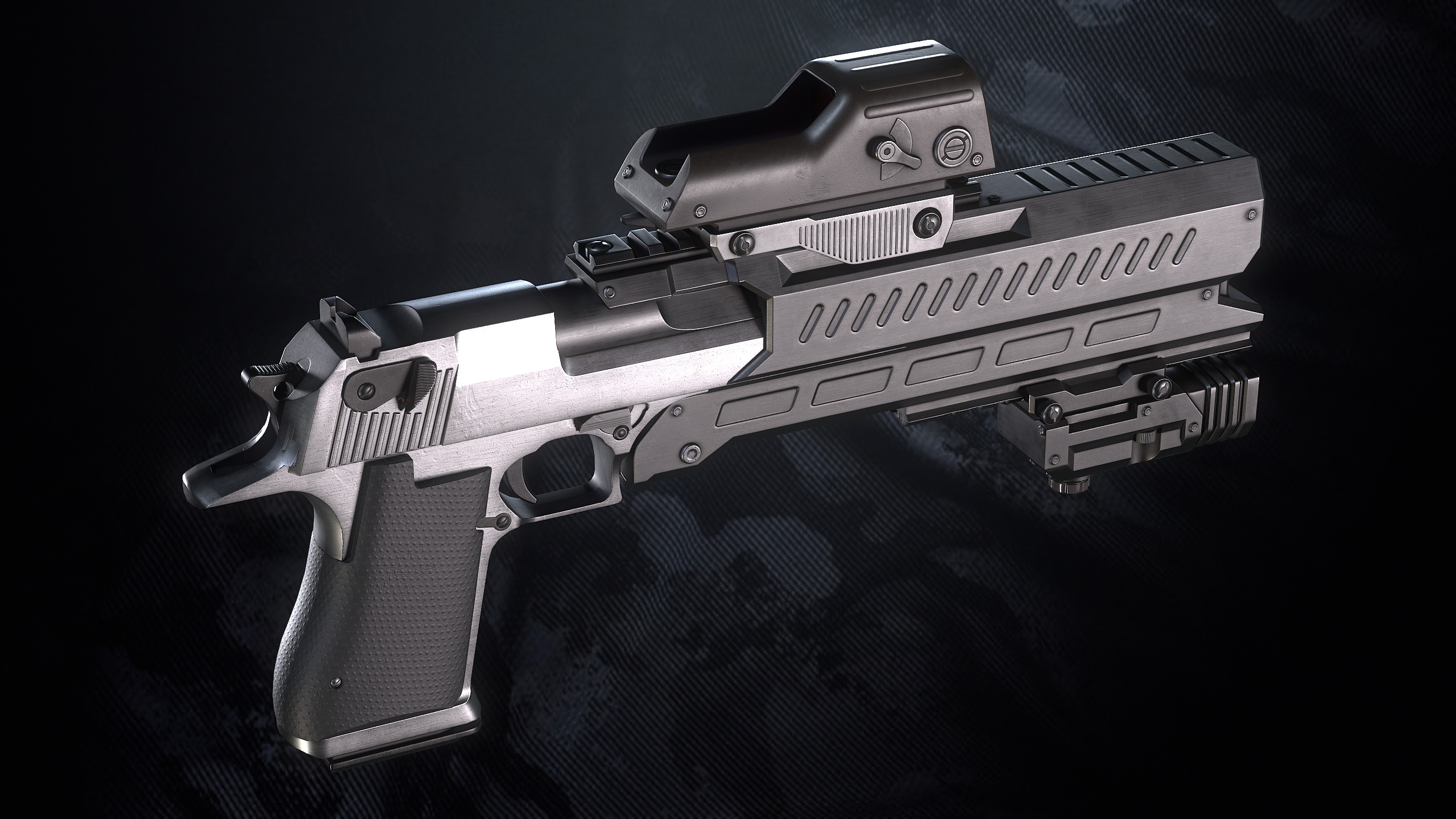 GDE50C Pistol With Hands and Weapon Case Low-poly 3D model_11