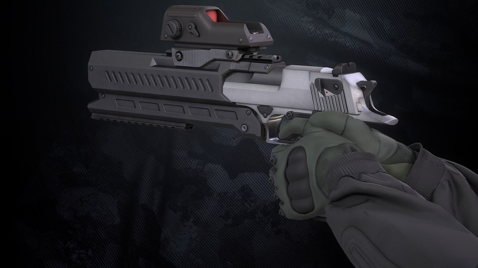 GDE50C Pistol With Hands and Weapon Case Low-poly 3D model_8