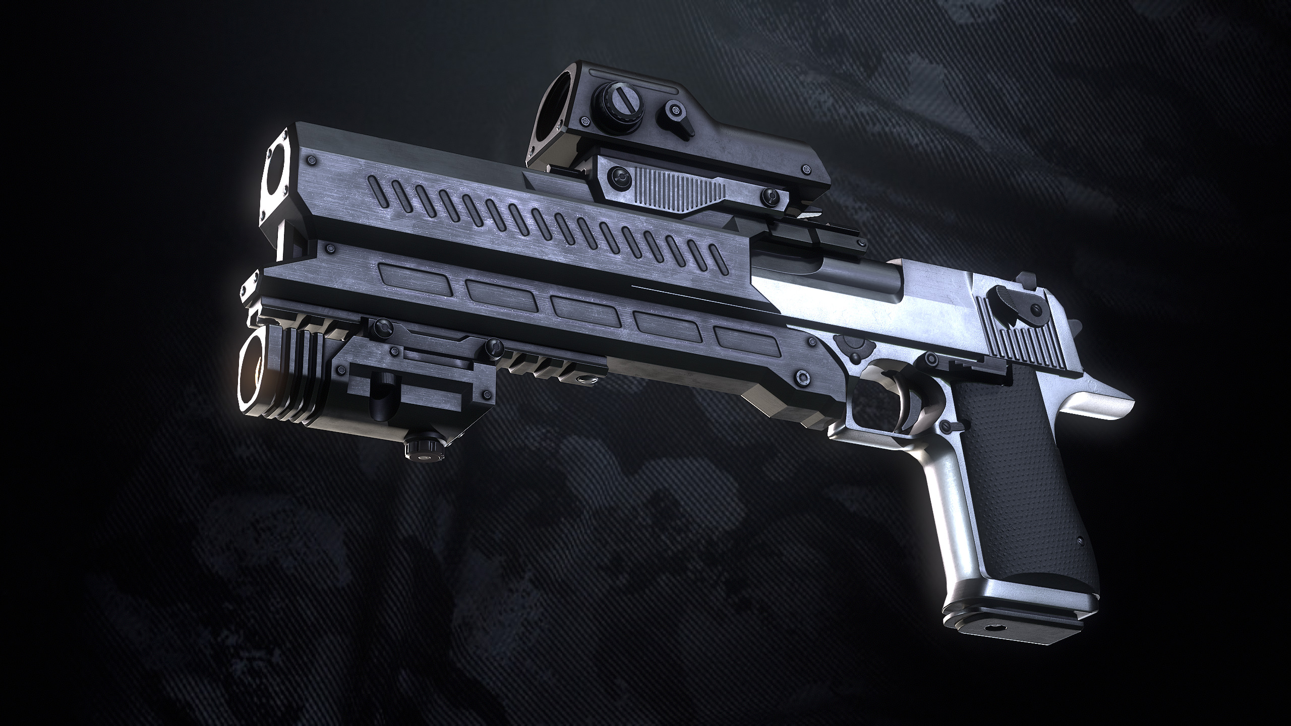 GDE50C Pistol With Hands and Weapon Case Low-poly 3D model_12