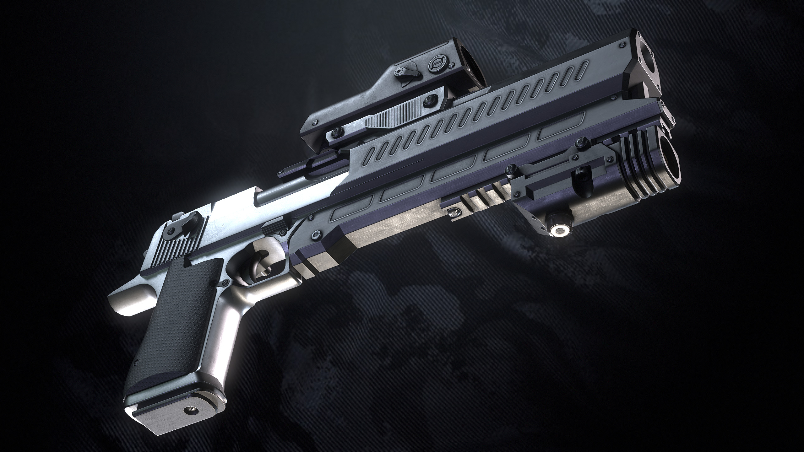 GDE50C Pistol With Hands and Weapon Case Low-poly 3D model_13