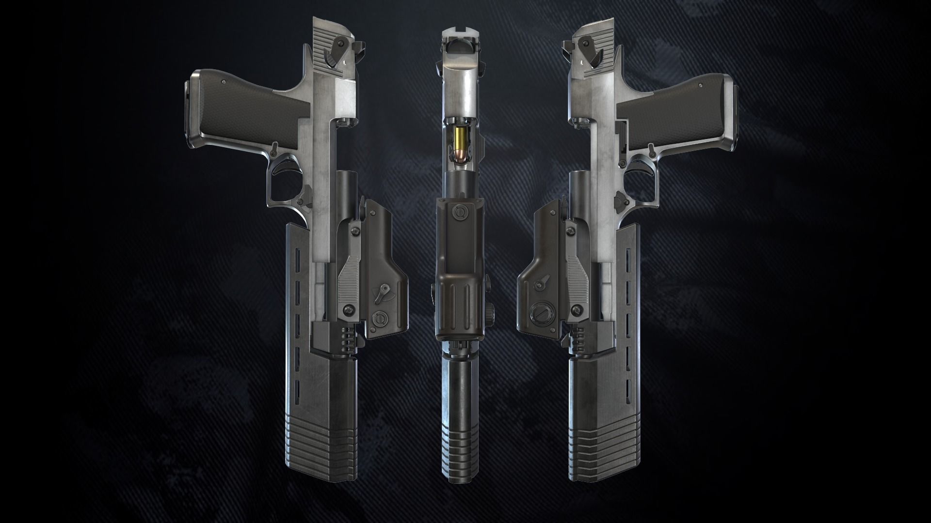 GDE50C Pistol With Hands and Weapon Case Low-poly 3D model_5