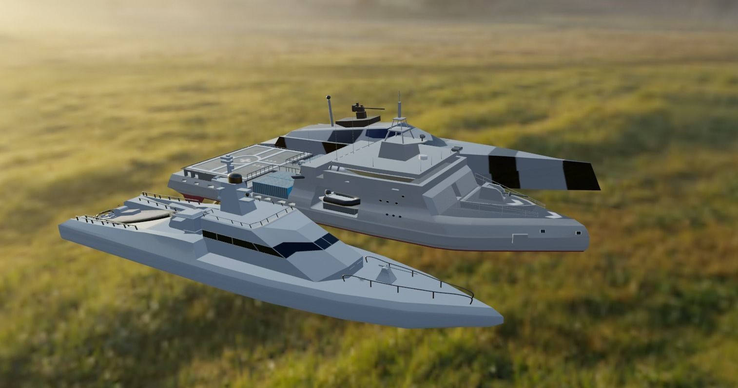 Low poly 3d Model of vessels pack Low-poly 3D model_2