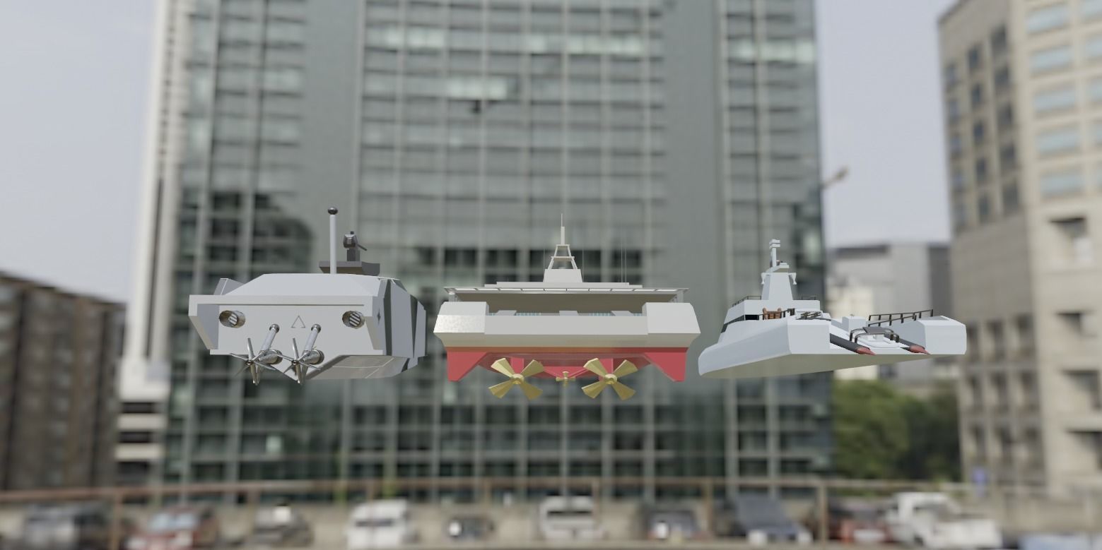 Low poly 3d Model of vessels pack Low-poly 3D model_4