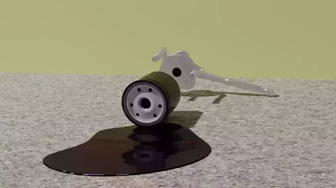 Oil filter wrench with reversible ratchet and filter 3D model