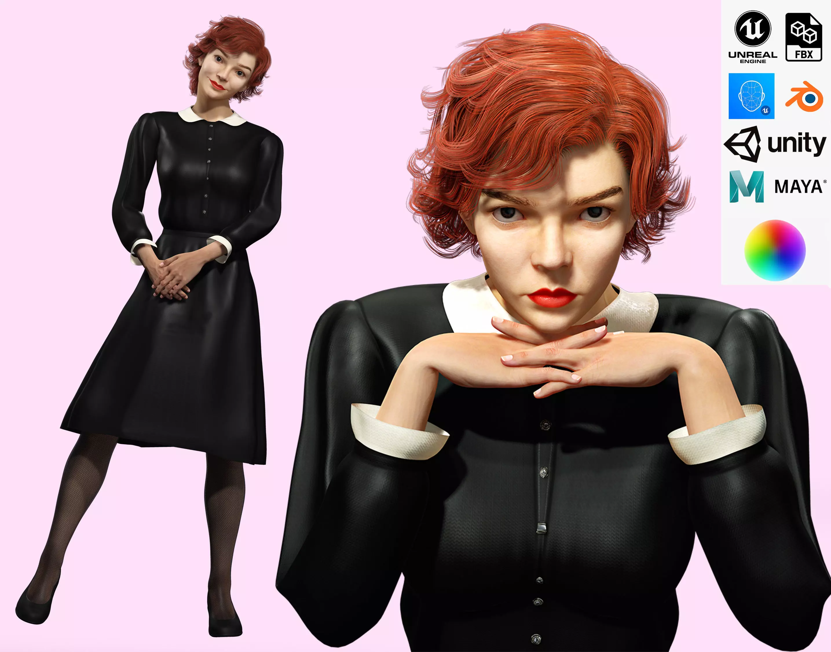 The Queen Gambit - Anya Taylor joy Low-poly 3D model