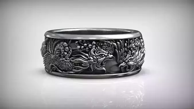 Basan Fire Bird Japanese Mythology Traditional Ornament Ring