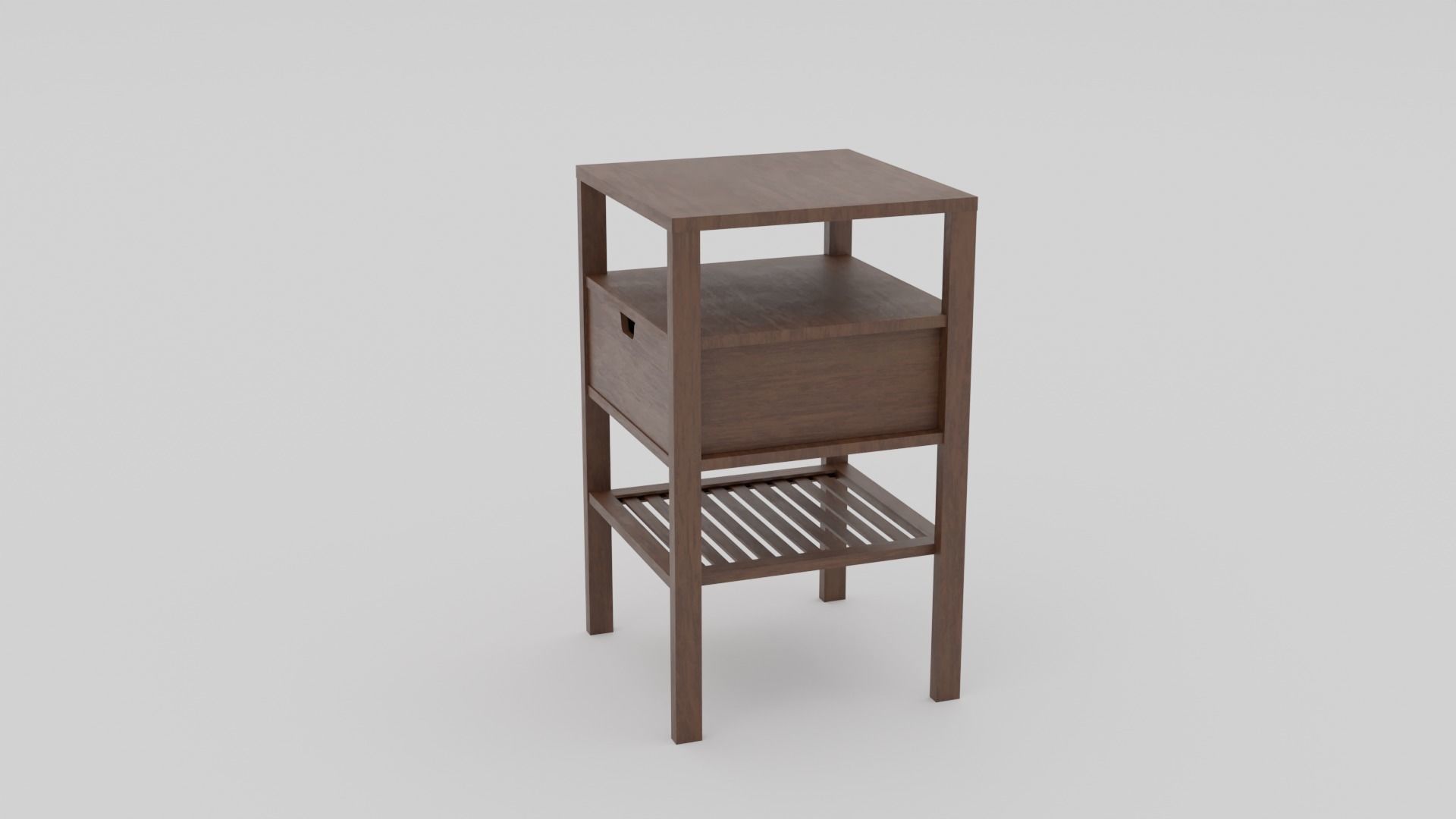 LowPoly Dark Wooden Nightstand GameReady Furniture Asset Low-poly 3D model_6