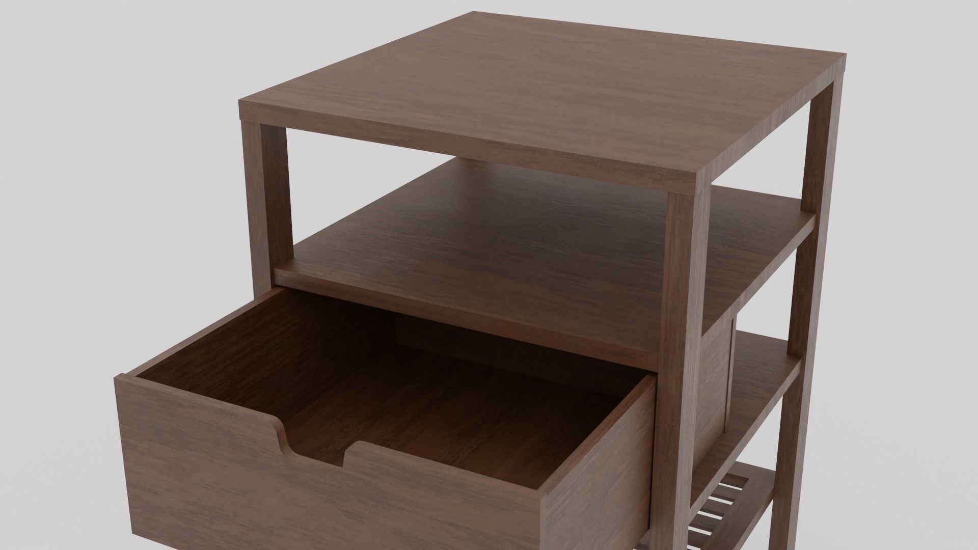 LowPoly Dark Wooden Nightstand GameReady Furniture Asset Low-poly 3D model_5