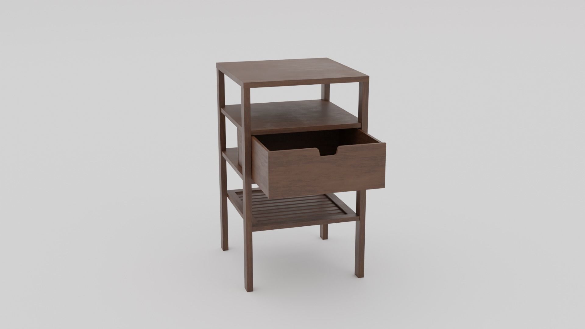 LowPoly Dark Wooden Nightstand GameReady Furniture Asset Low-poly 3D model_4
