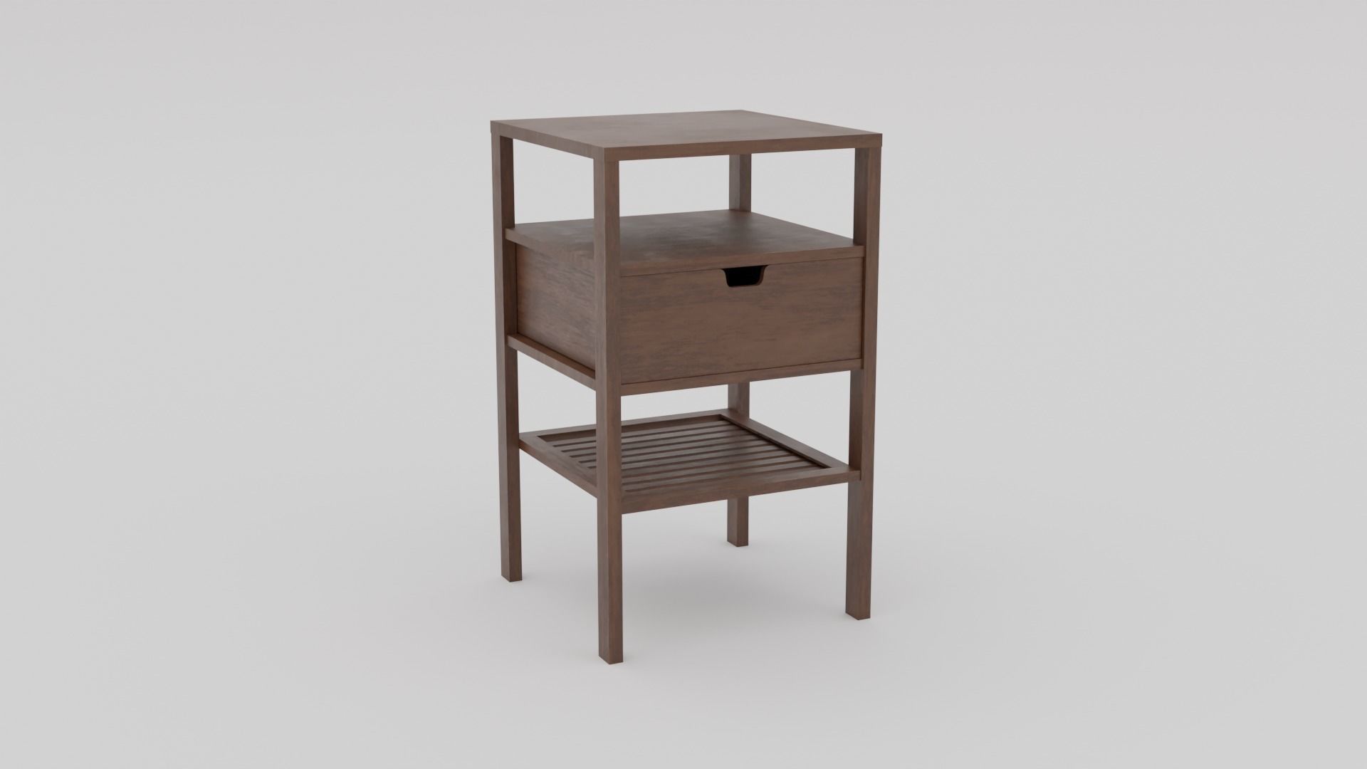 LowPoly Dark Wooden Nightstand GameReady Furniture Asset Low-poly 3D model_1