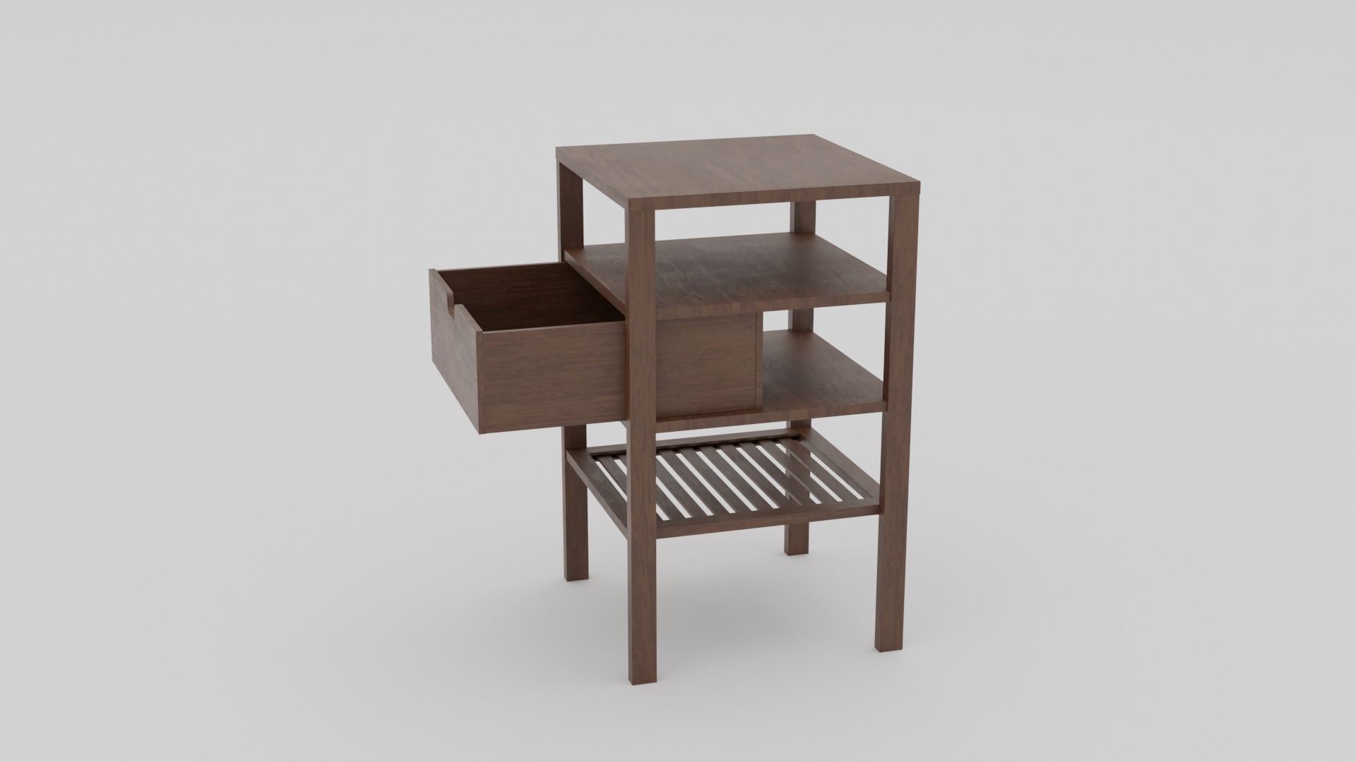 LowPoly Dark Wooden Nightstand GameReady Furniture Asset Low-poly 3D model_3