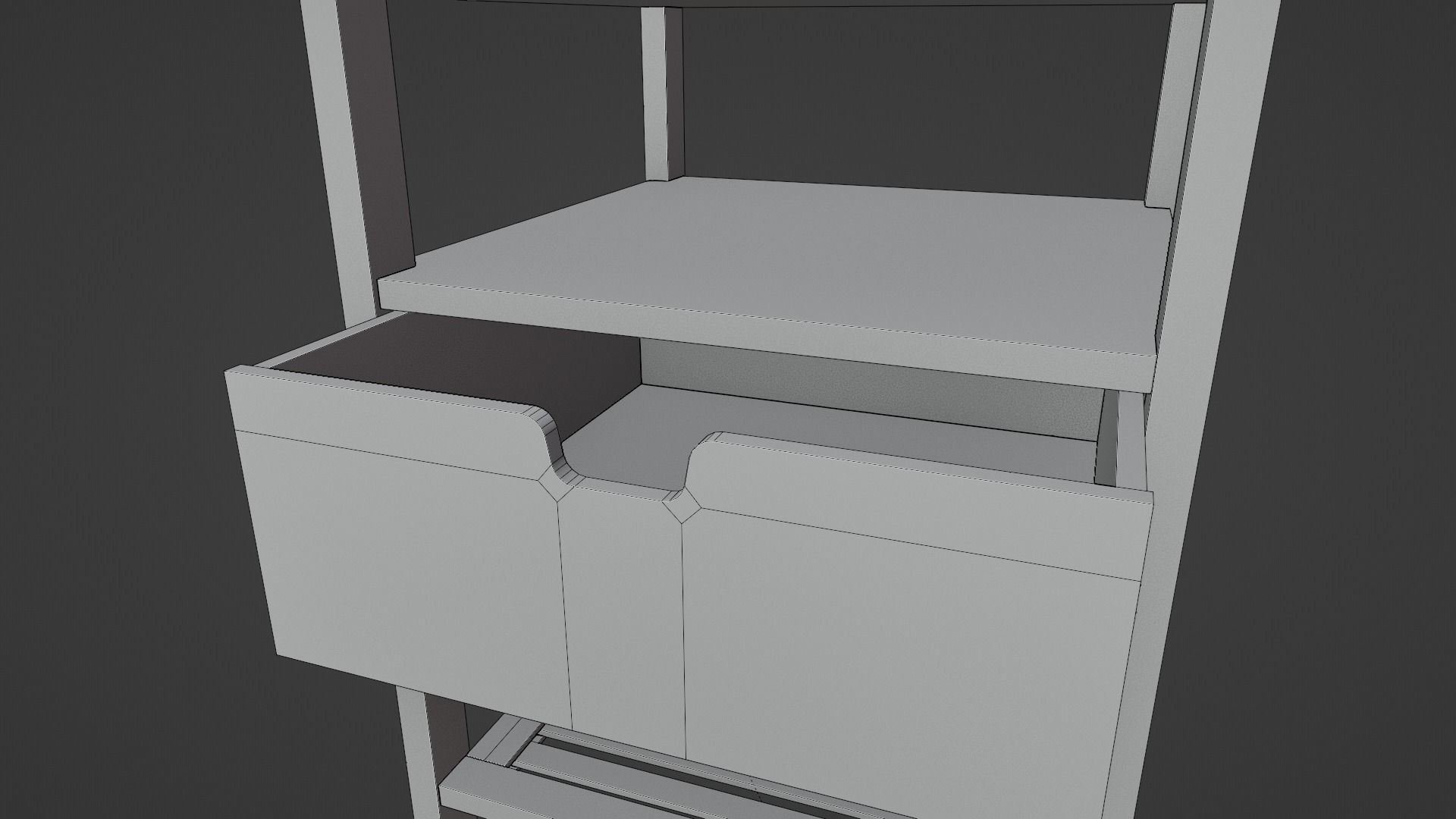 LowPoly Dark Wooden Nightstand GameReady Furniture Asset Low-poly 3D model_9