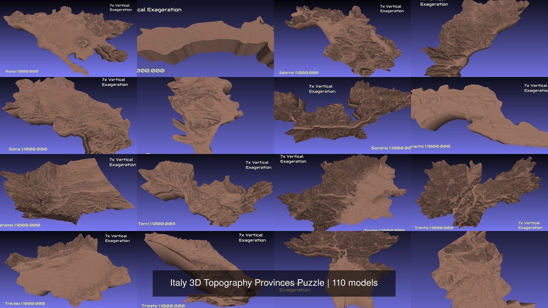 Italy 3D Topography Provinces Puzzle 3D Model Collection_46
