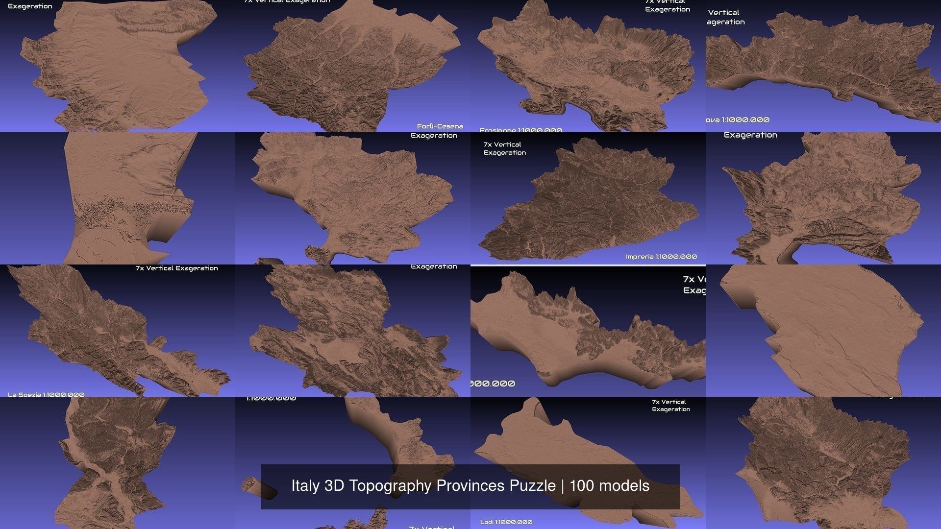 Italy 3D Topography Provinces Puzzle 3D Model Collection_52