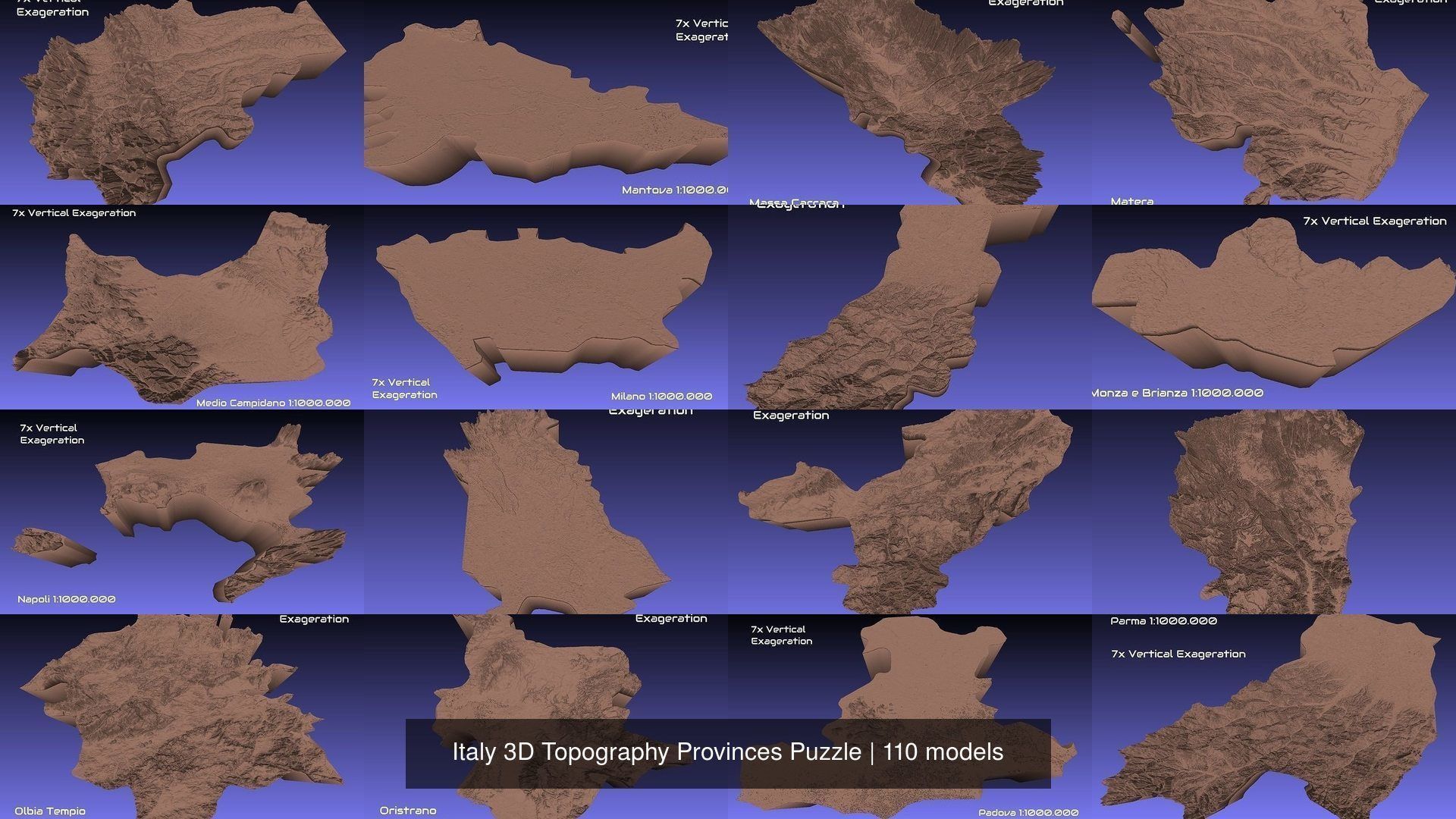 Italy 3D Topography Provinces Puzzle 3D Model Collection_25