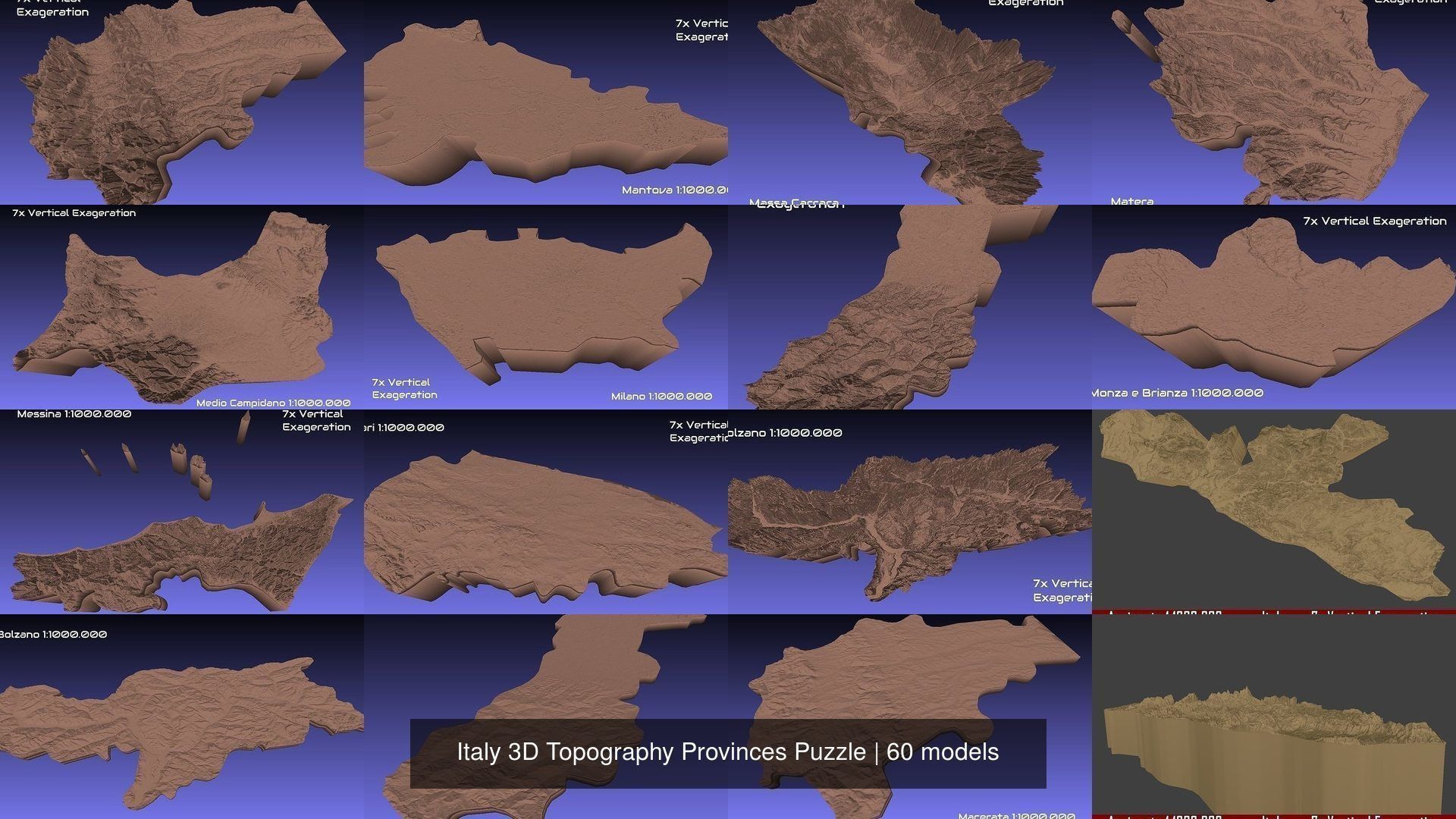 Italy 3D Topography Provinces Puzzle 3D Model Collection_76