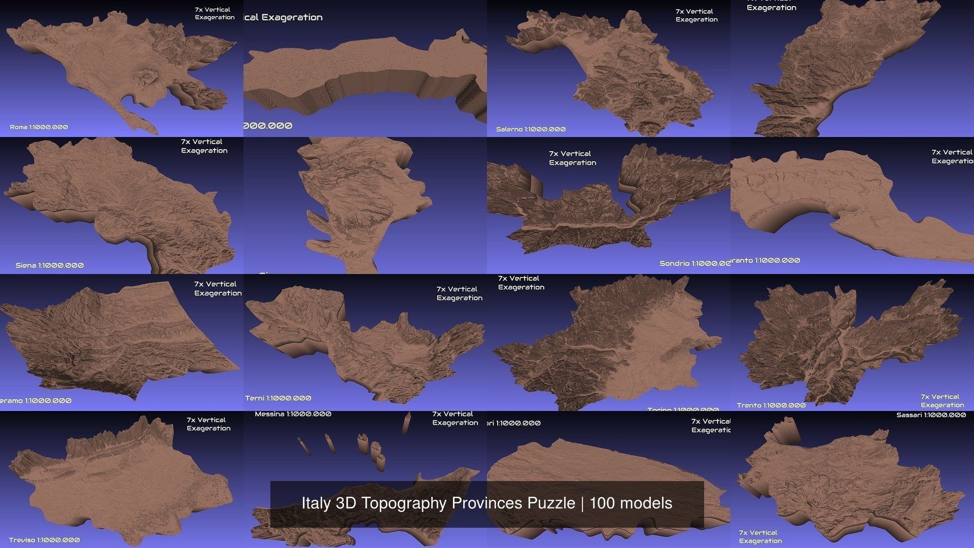 Italy 3D Topography Provinces Puzzle 3D Model Collection_45