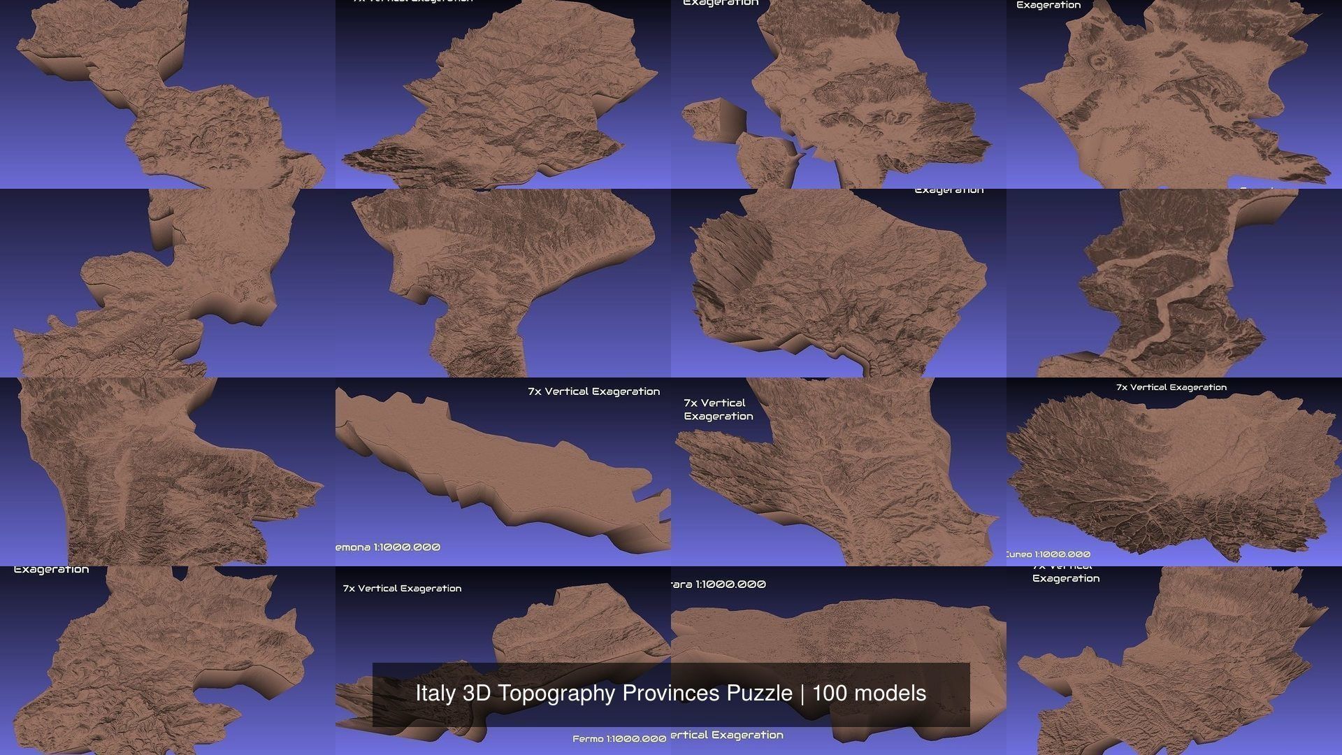 Italy 3D Topography Provinces Puzzle 3D Model Collection_26