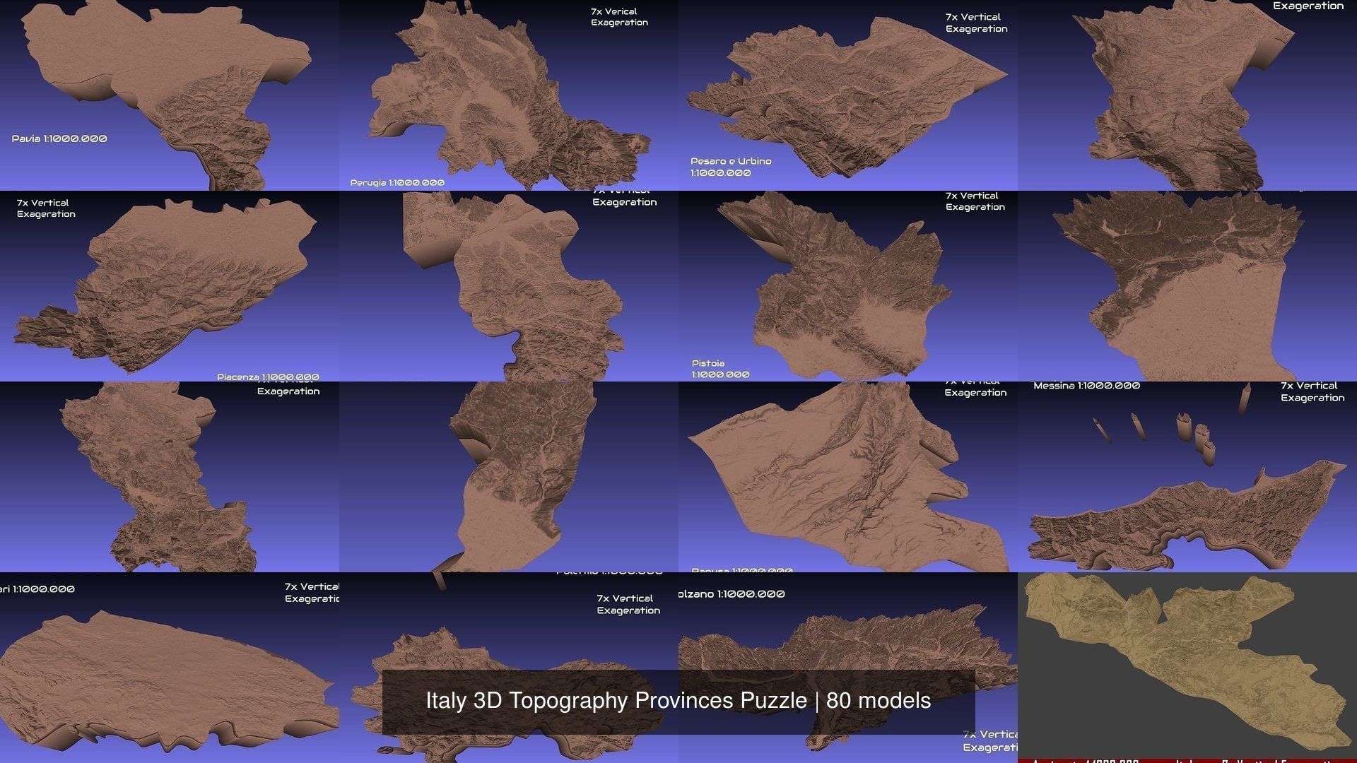 Italy 3D Topography Provinces Puzzle 3D Model Collection_83