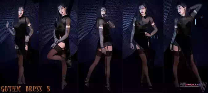Gothic Dress B Low-poly 3D model