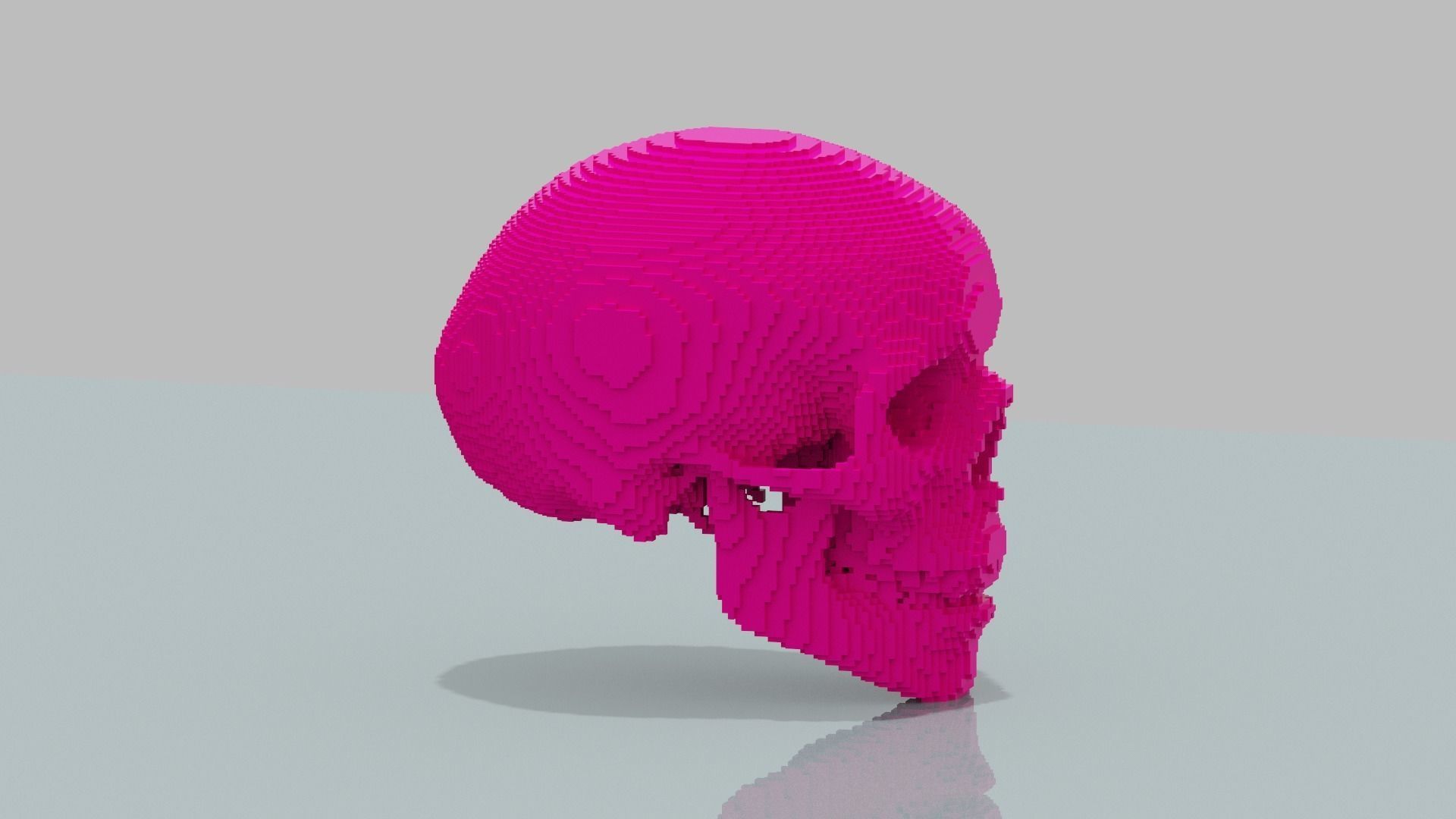 Pink Voxel Skull Low-poly 3D model_10